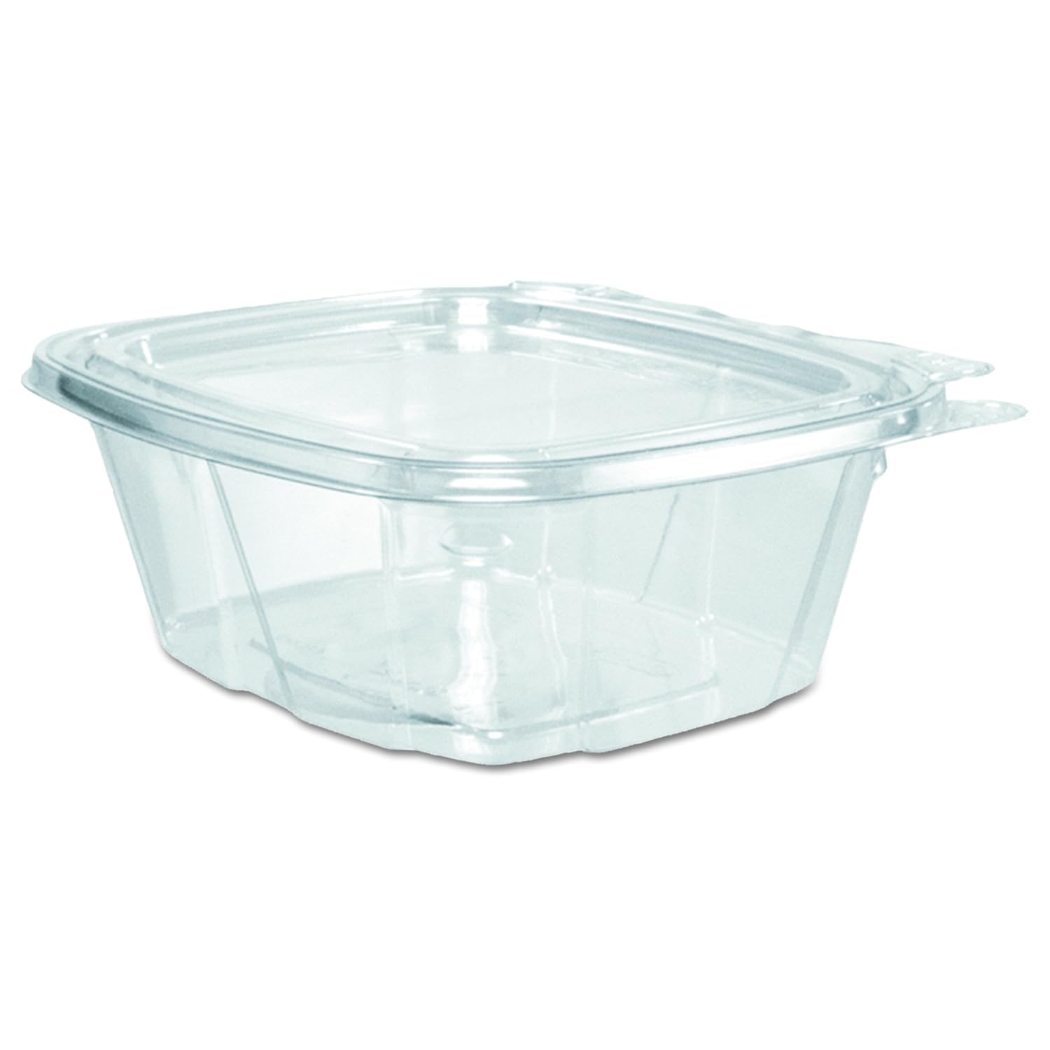 Dart CH16DEF 16 oz Tamper-Resistant Clear Hinged Container with Flat Lid (Case of 200)