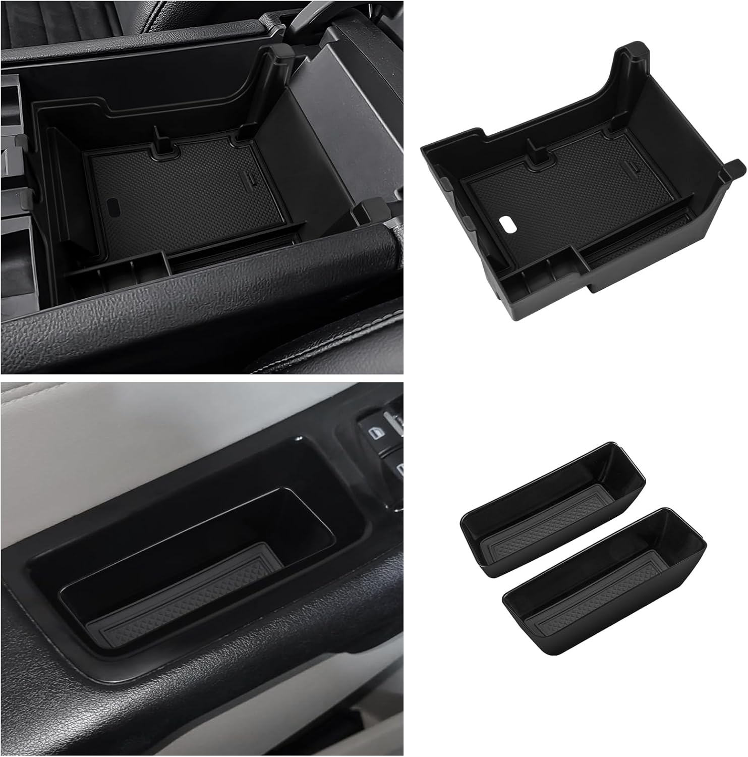 Karltys 3PCS Edge Center Console Organizer Tray for 2021-2025 Ford Edge, Middle Console Armrest Organizer and Front Door Side Storage Box for Ford Edge Accessories Durable ABS Insert Tray