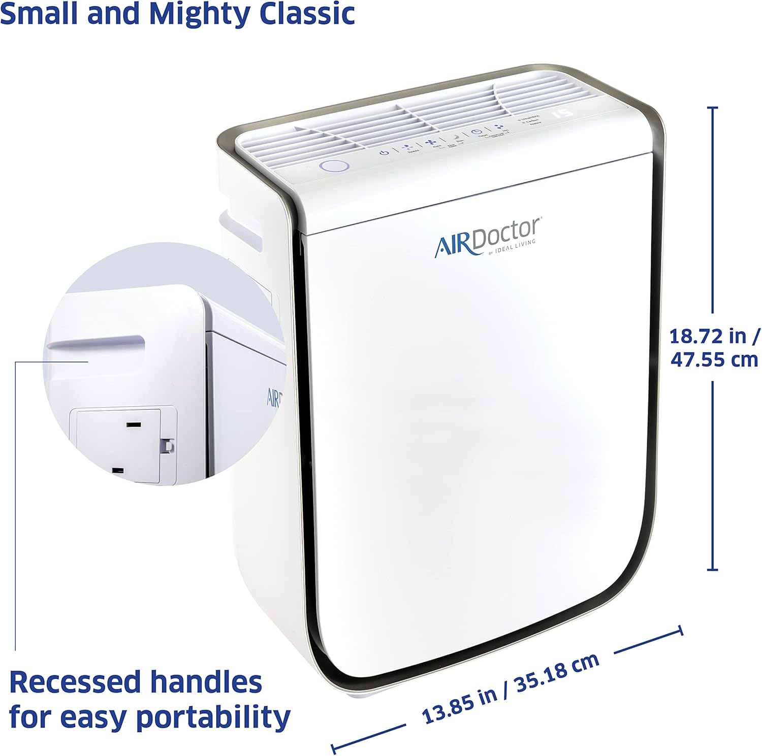 AIRDOCTOR AD2000 Air Purifier for Small & Medium Rooms and Small Bedrooms. 3 Stage Filtration with Pre-Filter, UltraHEPA, Carbon/VOC (AirDoctor 2000)