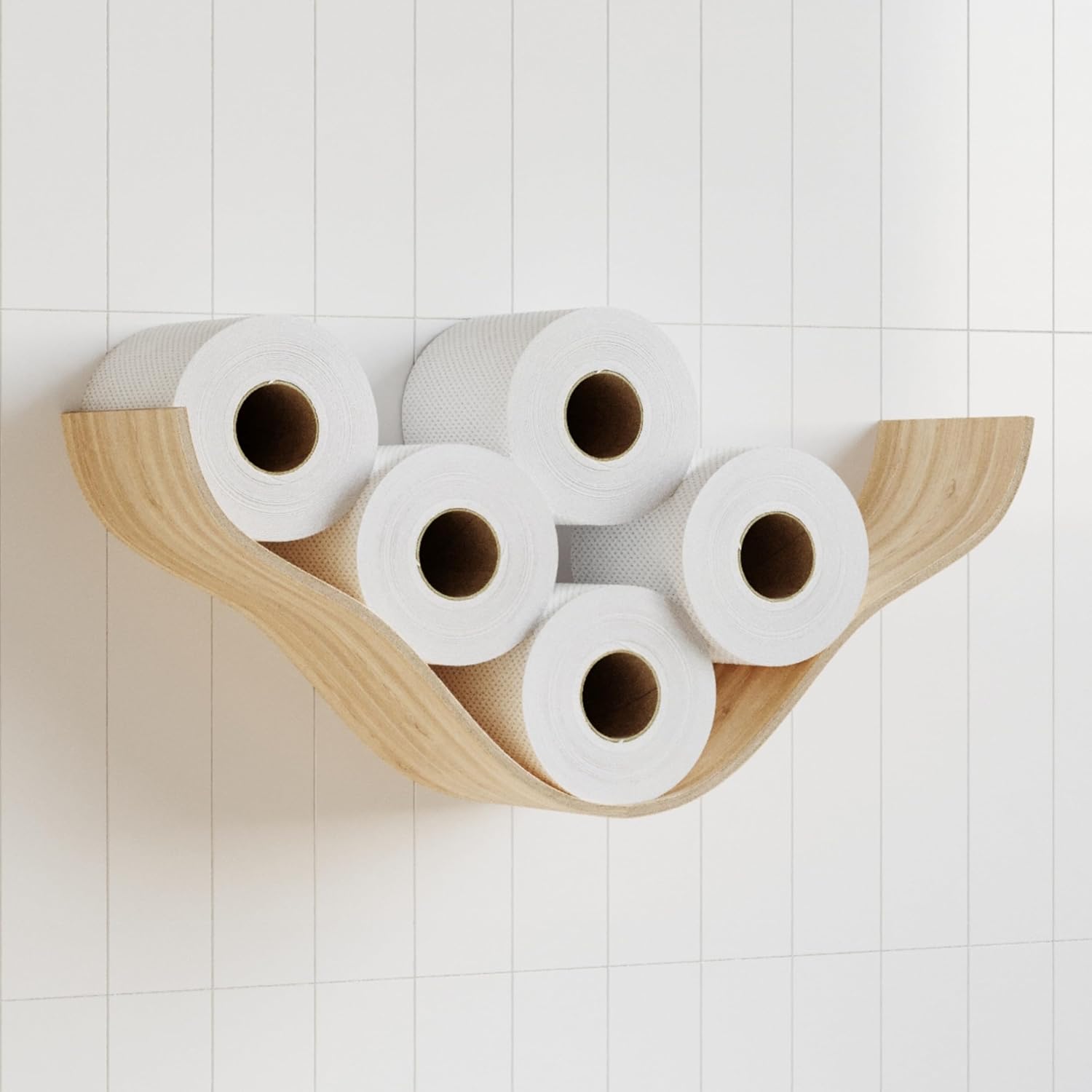 Toilet Paper Holder, Wooden Shelf, Cloud WC Roll Storage, Wall Mount Floating Rolls Rack, Unique Holders for Bathroom, TP Organizer