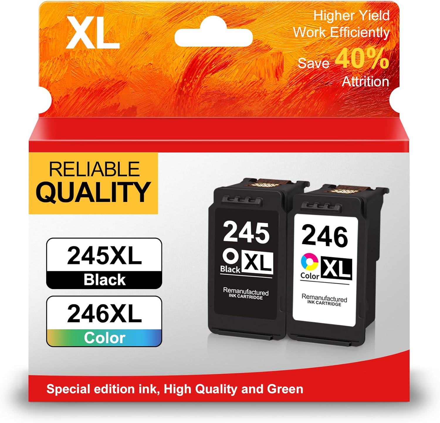 245 and 246 Ink Cartridges Combo Pack Replacement for Canon PG 245XL CL 246XL Combo Pack for PIXMA MX490 TS3322 TR4522 TR4500 TS3122 TS3300 TS3100 TS3320 MX492 MG2522 TR4520 Printer (1 Black+1 Color)