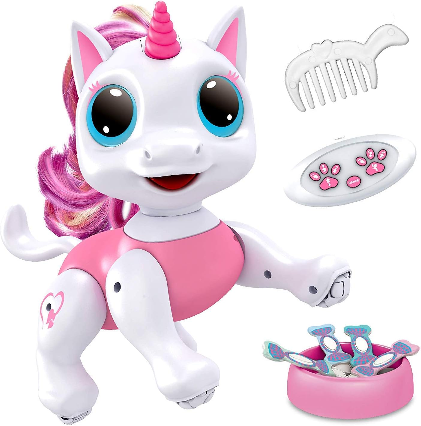 Power Your Fun Unicorn Robo Pets Unicorn Toy for Girls and Boys – Remote Control Robot Toy with Interactive Hand Motion Gestures, STEM Toy Program Treats, Walking, Dancing Robot Unicorn Kids Toy Pink