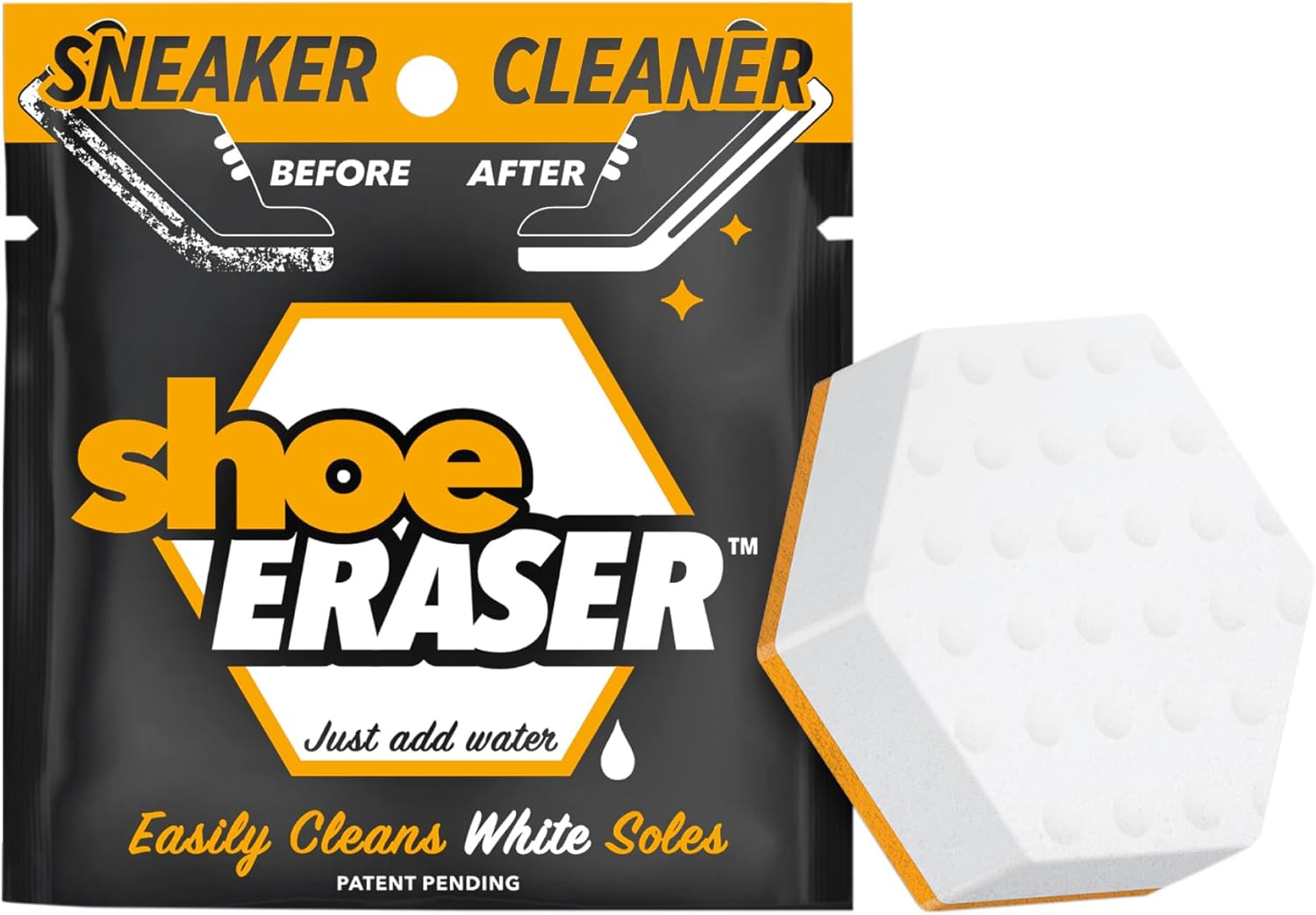 Shoe Eraser Instant Sole and Sneaker Cleaner, Premium, Disposable, Dual-Sided Sponge for Cleaning & Whitening Shoe Soles (1 Pack)