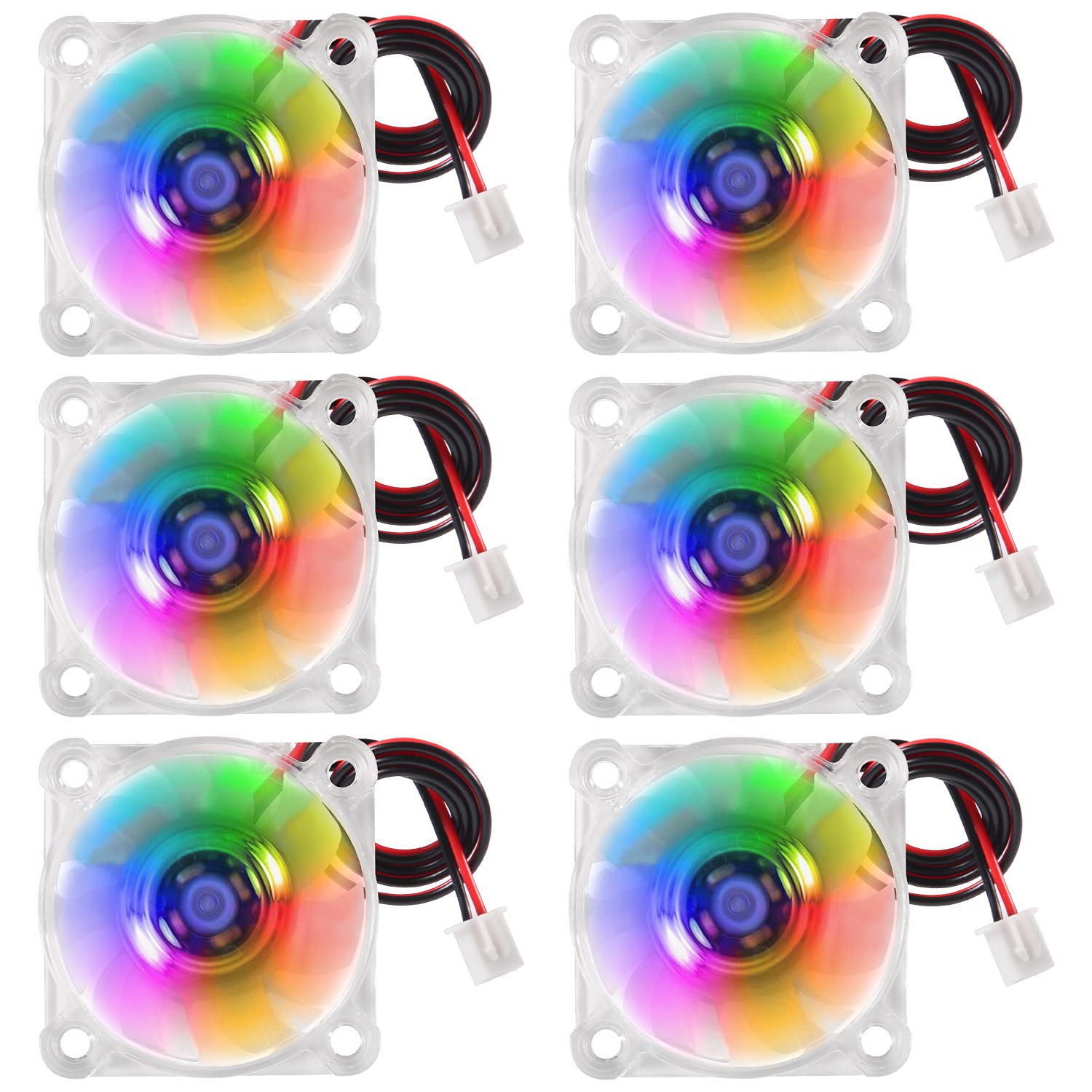 6pcs 4010 Fan 3D Printer Fan DC 12V Mini Brushless Cooling Fan 40x40x10mm Hydraulic Bearing Fan RGB LED with 2 Pin Terminal for 3D Printer, DVR, PC,CPU