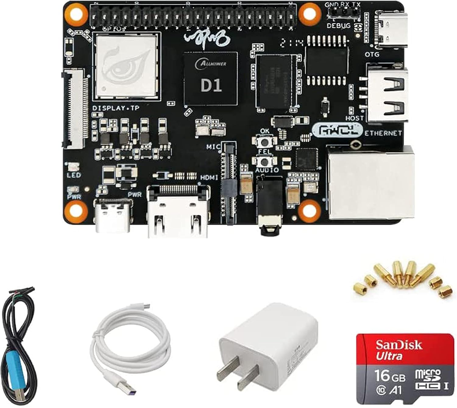 Sipeed Nezha Allwinner D1 64bit RISC-V Linux Single Board Computer with 1GB DDR3 RAM 256MB Nand Flash onboard Wifi4 Bluetooth Gigabit Ethernet for AIoT Edge Computing Support Linux Debian OS