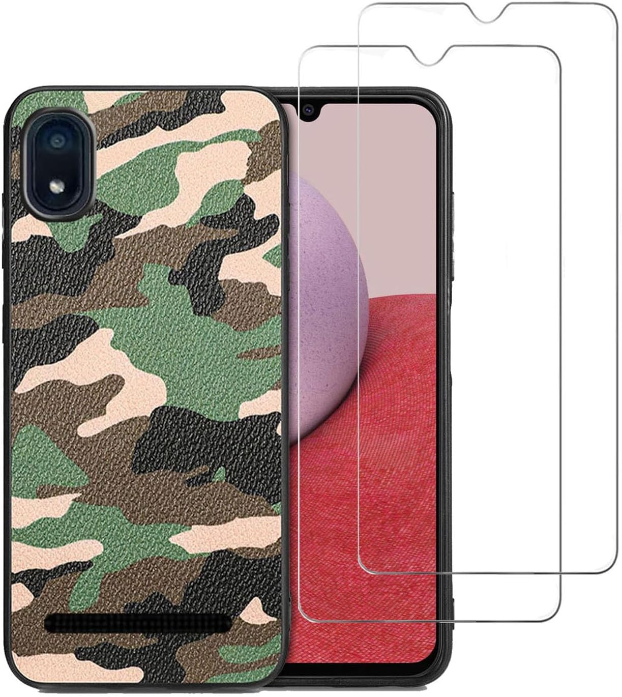 Case Compatible for Stratus C8 with 2 Pack Screen Protector, Full Body Camouflage Printed Designer Case for Girls Boys,Soft Rubber TPU Shockproof Back Phone Cover -Green