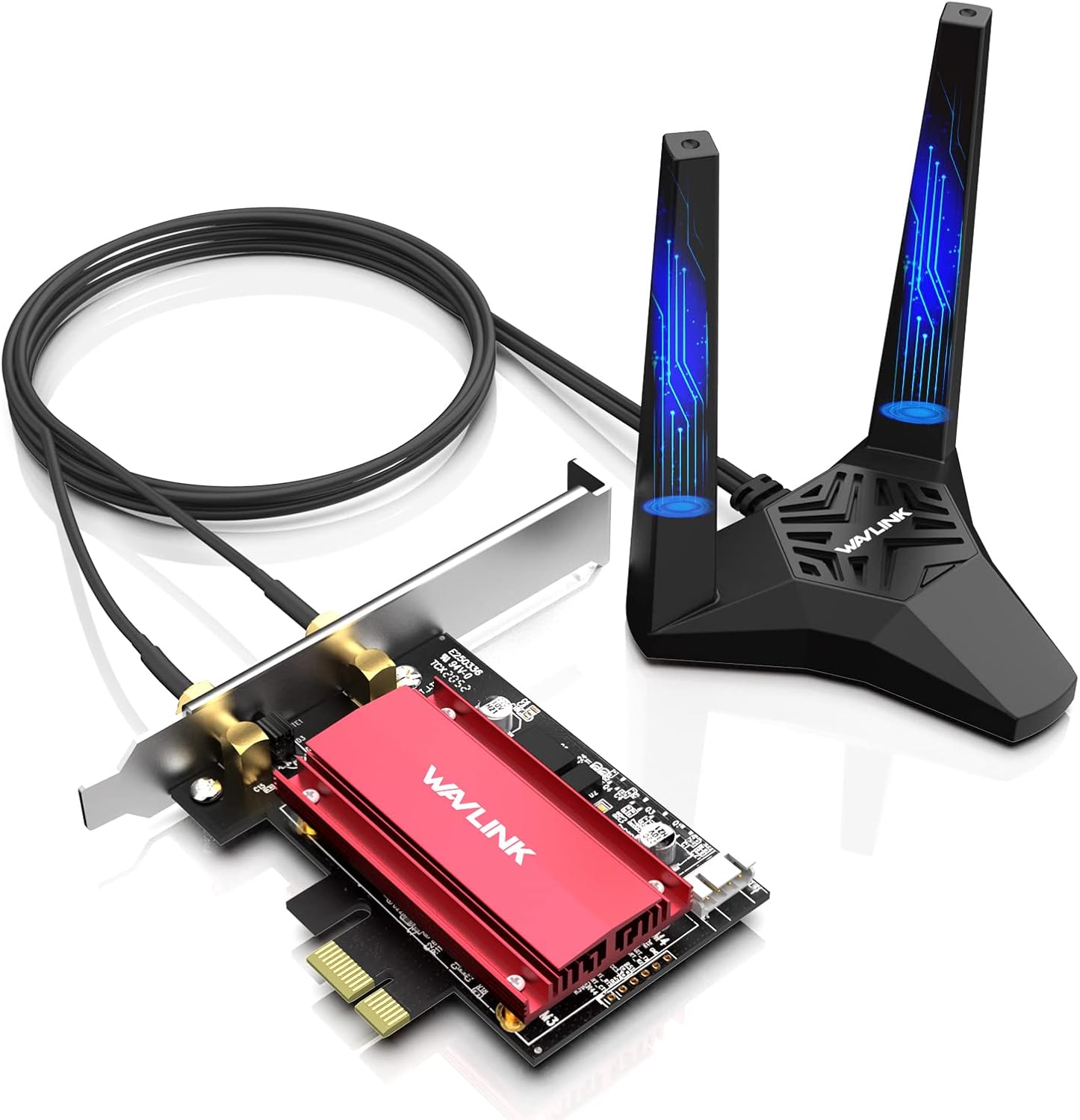 WAVLINK 2024 New AX5400M WiFi 6E PCIe Network Card, Tri-Band AX210 Wireless Adapter with Bluetooth 5.3, MU-MIMO, WPA3, OFDMA, Low-Profile Bracket, Heat Sink, for Windows 11/10 PC