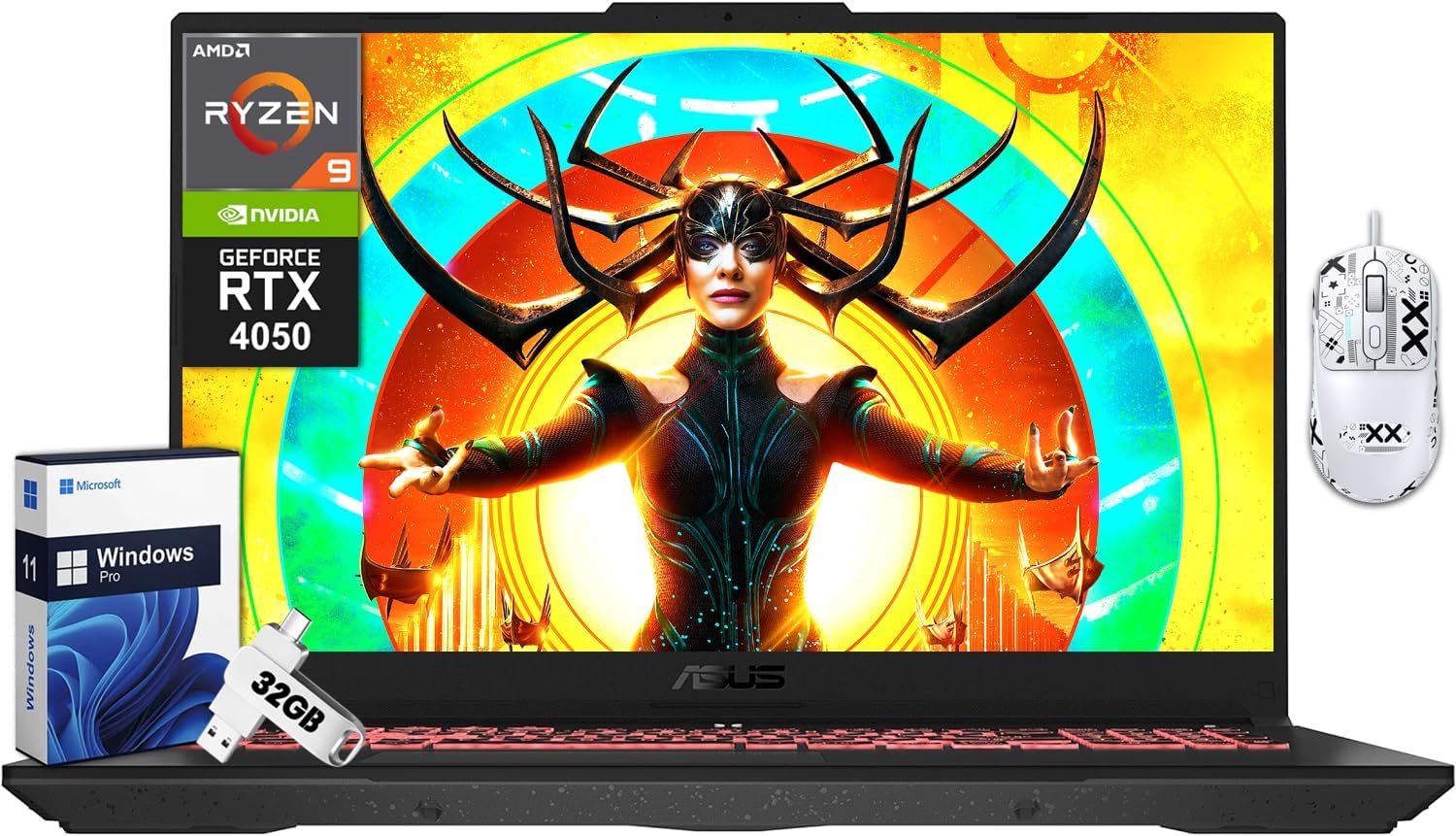 ASUS TUF A17 Gaming Laptop, Windows 11 Pro, 17.3″ FHD 144Hz Display, AMD Ryzen 9 7940HS, ‎NVIDIA GeForce RTX 4050, 64GB DDR5 RAM, 4TB SSD, Backlit KB