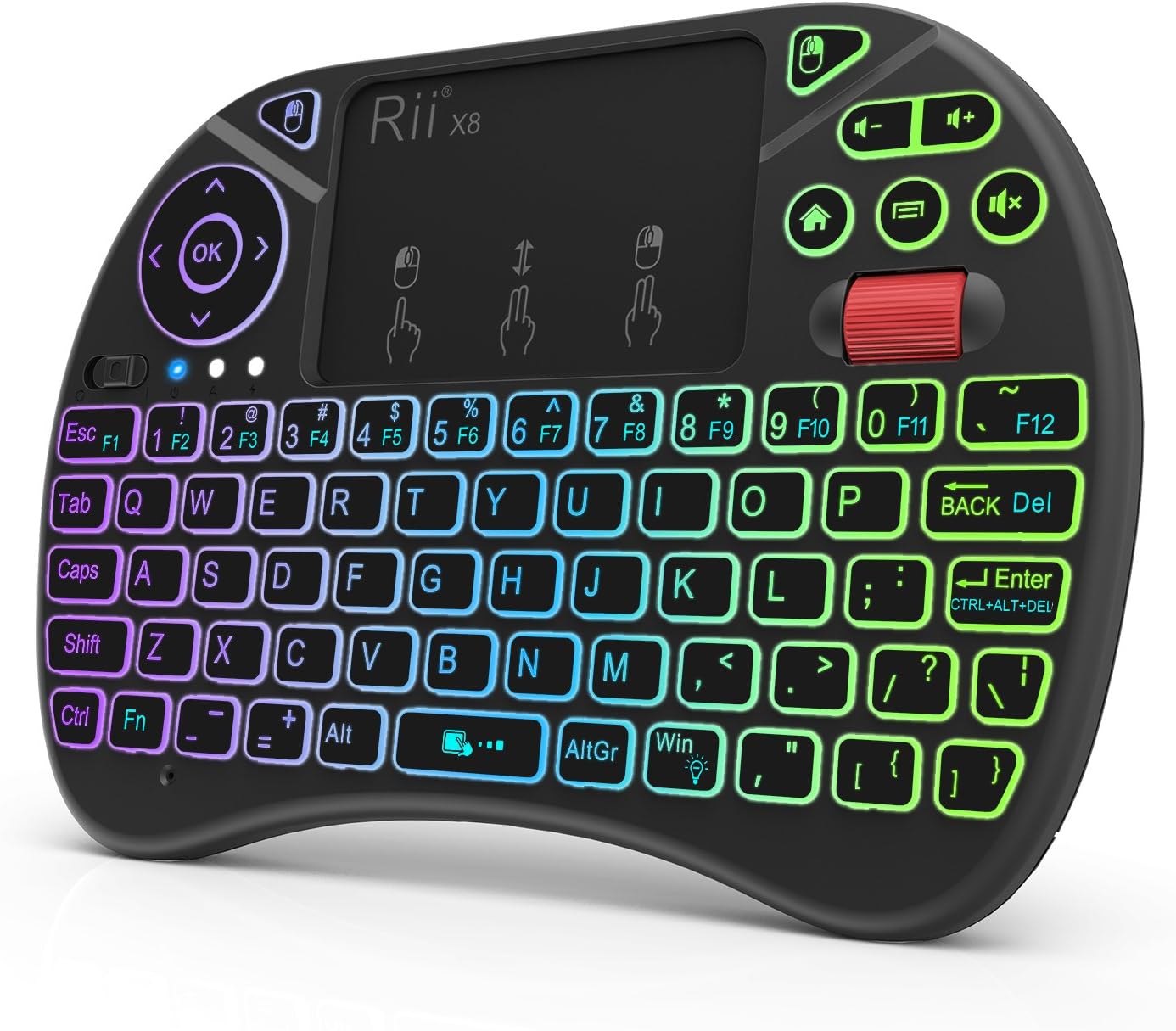 Rii X8 Mini Keyboard,2.4GHz Portable Wireless Keyboard with Touchpad Mouse,RGB Backlit,Rechargeable Battery for Android TV Box/Mac/PC/Nvidia Shield