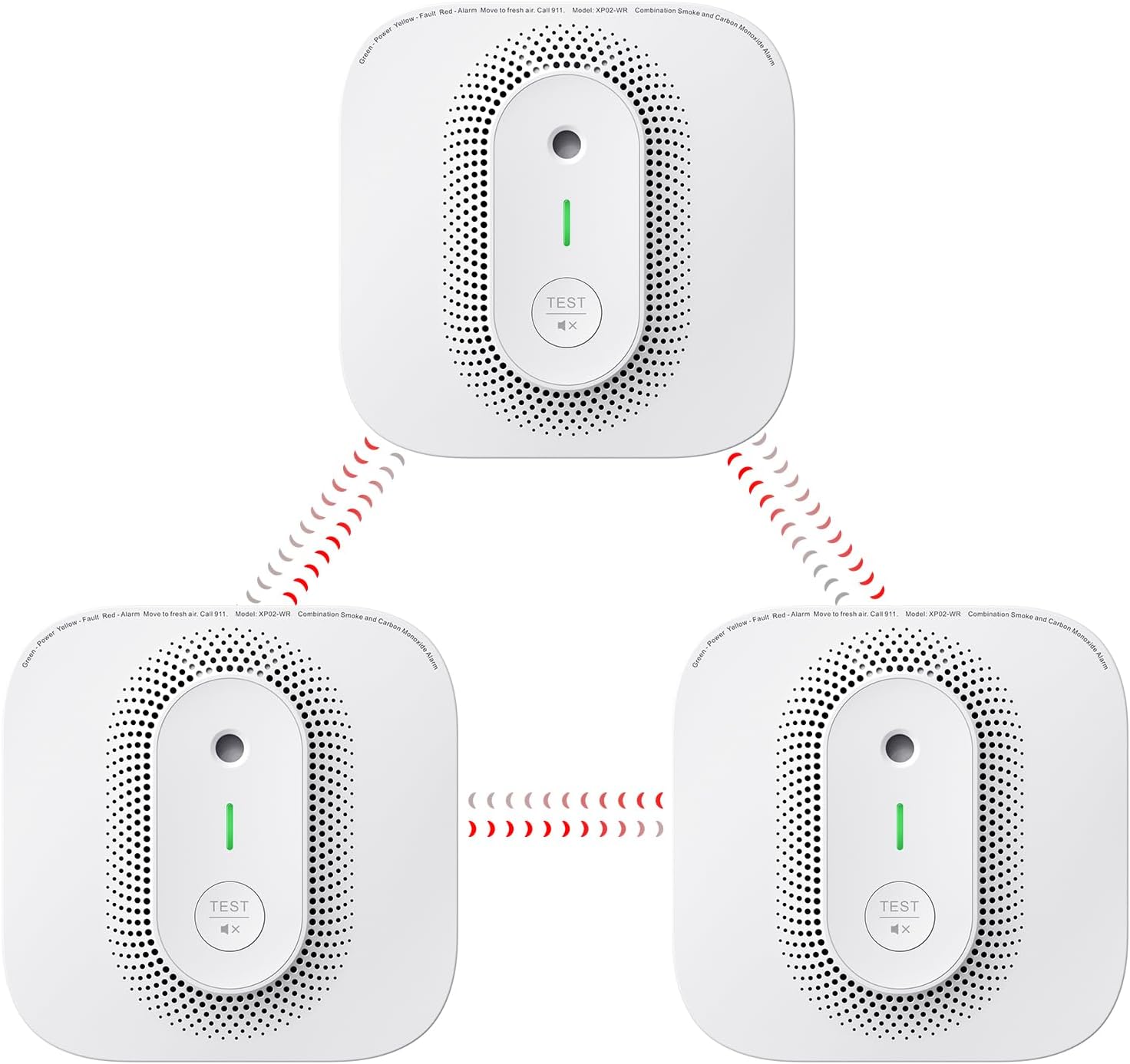 X-Sense Combination Battery Powered Smoke and Carbon Monoxide Detector with Voice Location, Wireless Interconnected Smoke Detector Carbon Monoxide Detector Combo, Model XP02-WR, 3-Pack