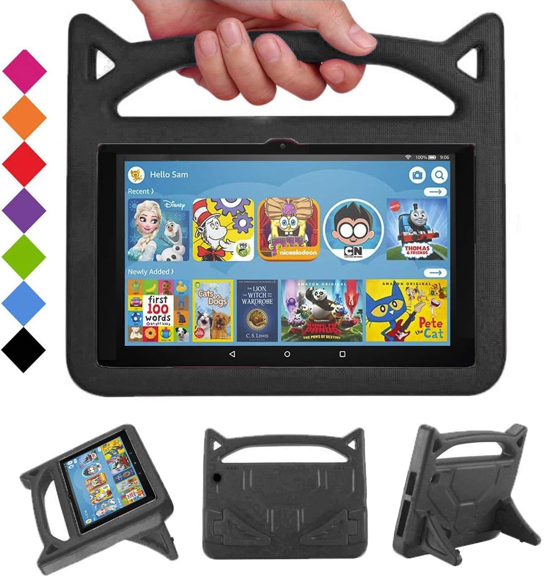 Kids Case for 8inch Tablet(12th/10th Generation, 2014/2022/2020 Release)-SHERBORN Lightweight Shockproof Case with Stand Handle,Incompatible with iPad Samsung Tablet-Black