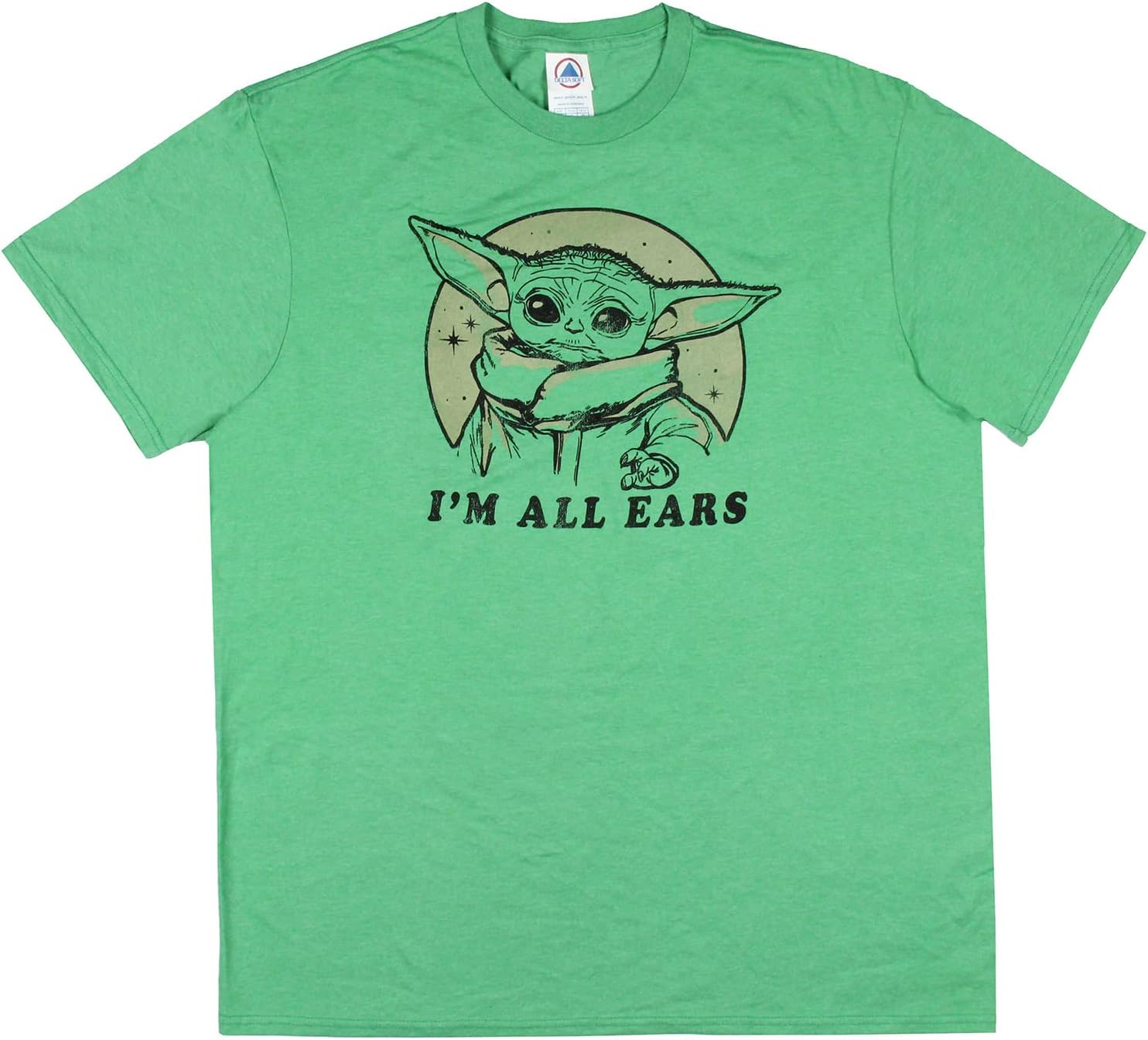 Star Wars The Mandalorian Distressed Grogu Baby Yoda I’m All Ears Adult T-Shirt Tee