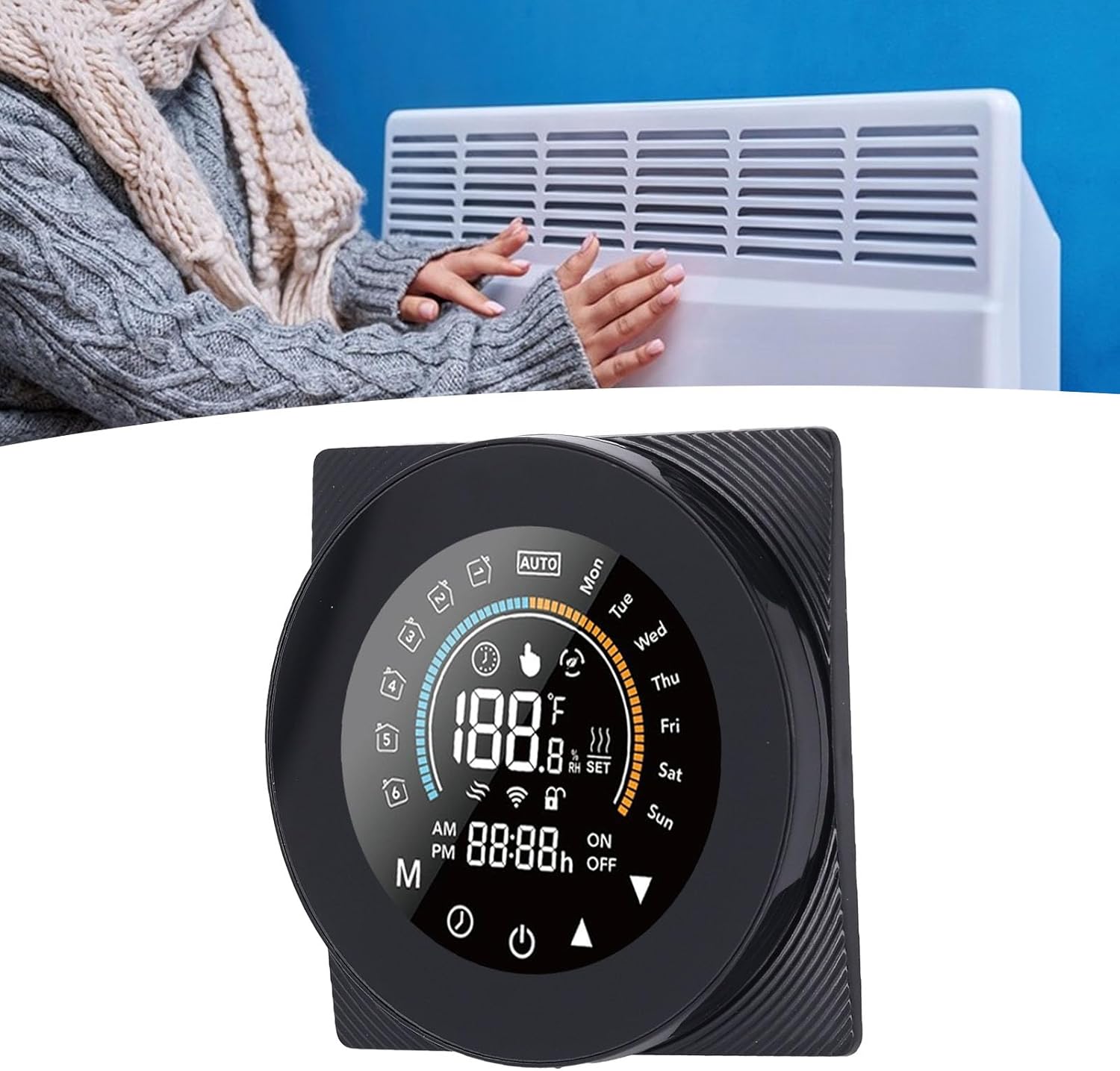 Smart Thermostat, 7 Day 24 Hour Programmable Remote Voice Control Thermostat with Capacitive Touch Screen