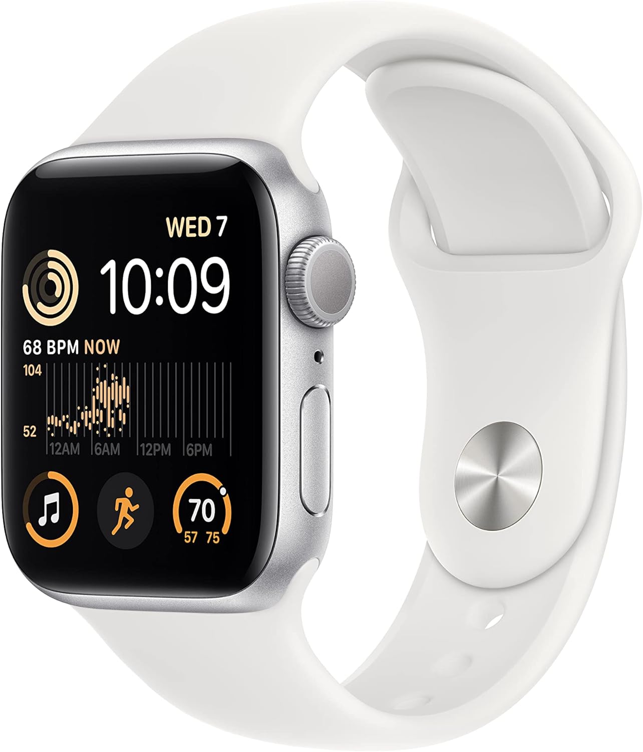 Apple Watch SE (2nd Gen) (GPS, 40mm) – Silver Aluminum Case with White Sport Band, M/L (Renewed)