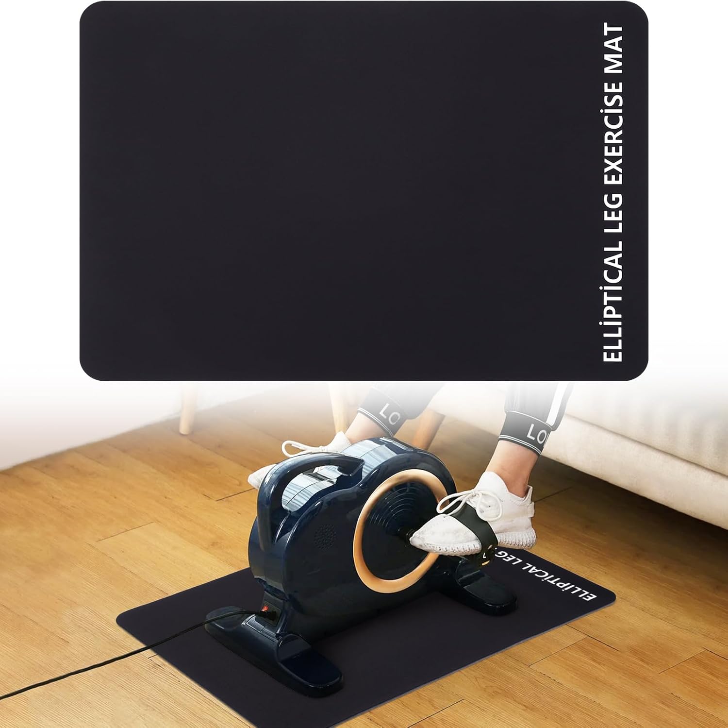 Non-Slip Workout Mat for Ellipse Leg Exerciser, Ellipse Machine Mat, Exercise Mat for Under Desk Ellipticals, Suitable for Electric Seated Foot Pedal Exerciser, Stability & Floor Protection