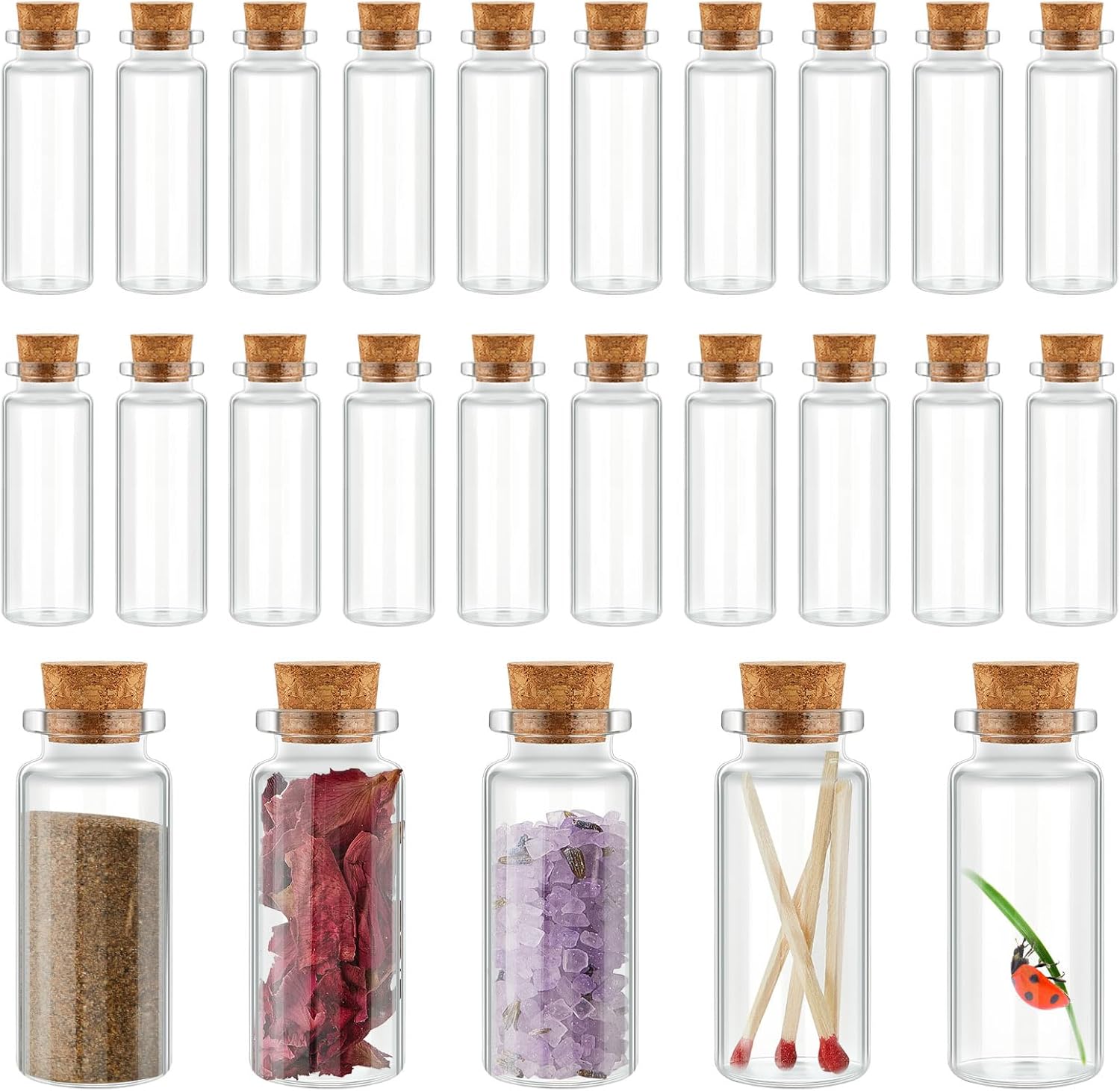 Patelai 24 Pack Small Glass Jars with Cork Stoppers Mini Potion Bottles Clear Empty Glass Bottles for DIY Art Crafts Message Decoration for Wedding Birthday Gifts Party Favors(40 ml/1.35 oz)