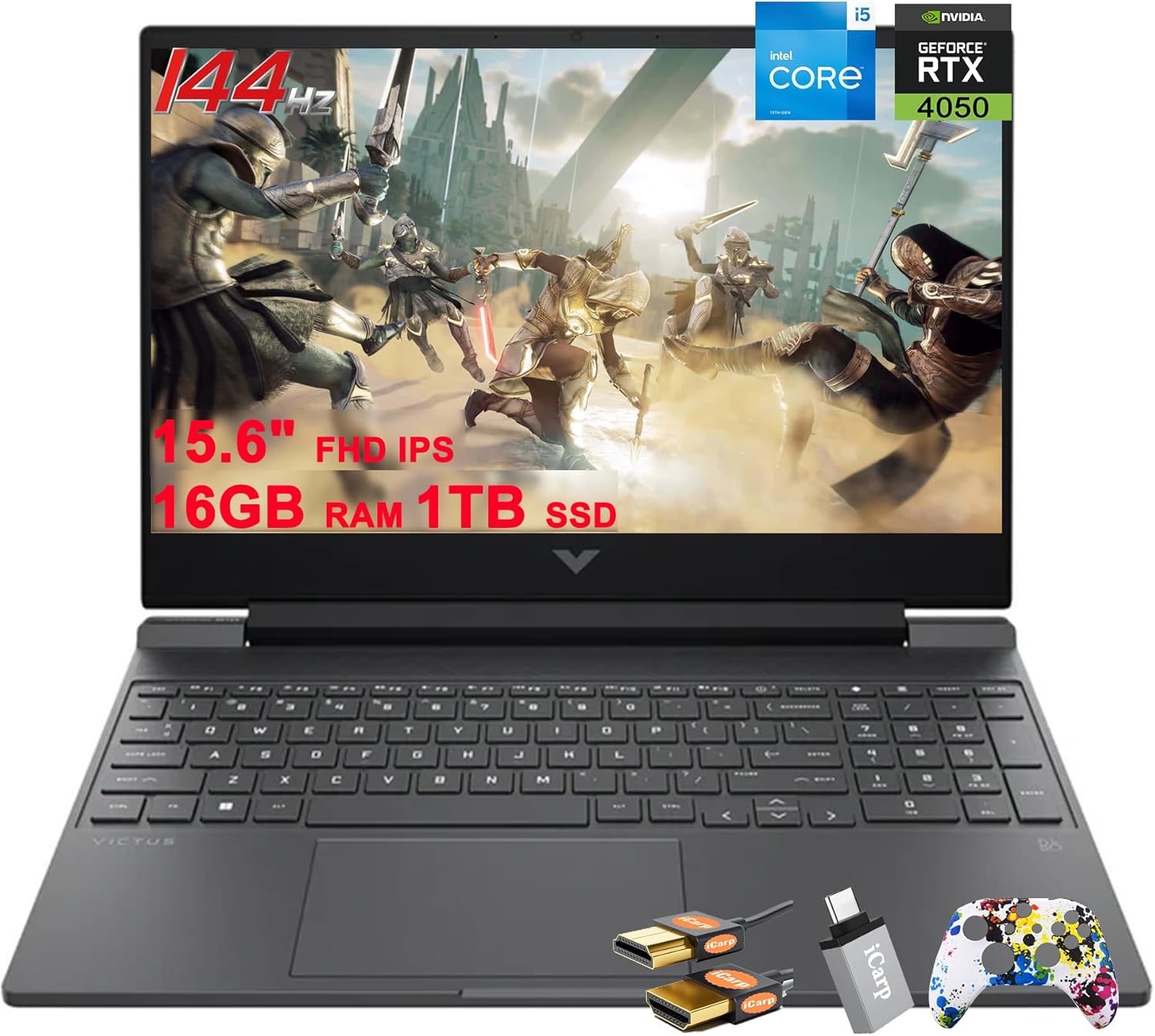 HP Victus Gaming Laptop 15.6″ FHD IPS 144Hz Intel Octa-core i5-13420H (>i7-12650H) 16GB RAM 1TB SSD GeForce RTX 4050 6GB Backlit USB-C B&O Fast Charge Win11 w/ICP Accessory