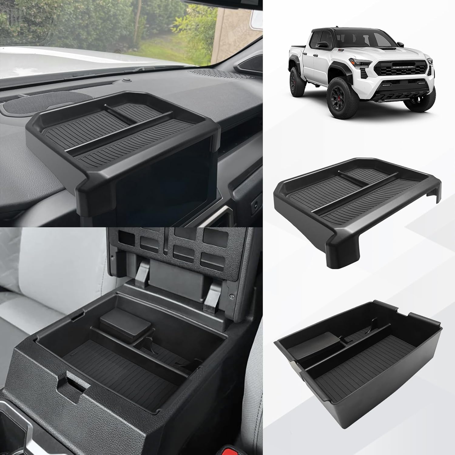 Muslogy Center Console Organizer Compatible with 2024 Toyota Tacoma 4th Gen Accessories Interior Storage Box Insert Tray Phone Pocket(Console Organizer+Hanging Storage Box+Hidden Box+Door Inserts Box)