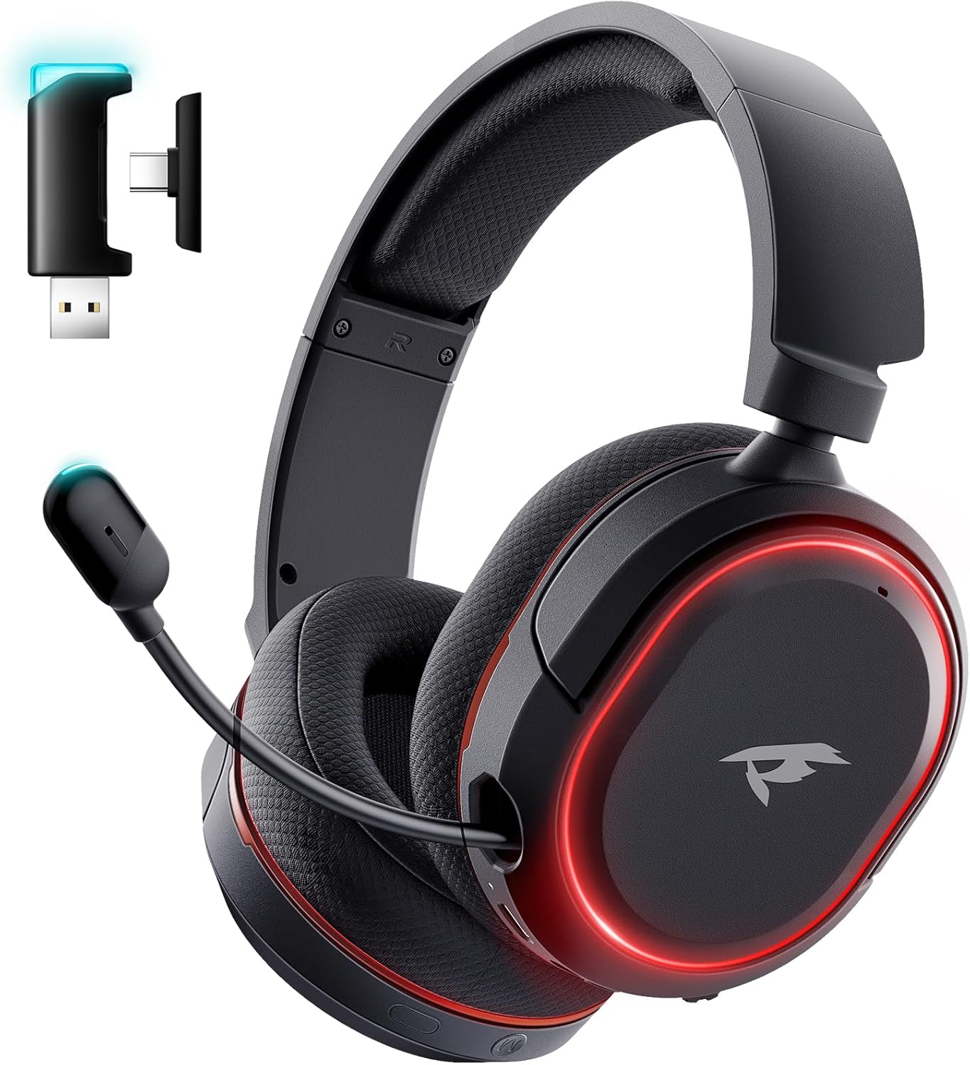 Wireless Gaming Headset, 7.1 Surround Sound, 2.4Ghz USB Gaming Headphones with Bluetooth 5.4, 100H Battery, ENC Noise Canceling Mic, 3.5mm Wired, RGB Light, Wireless Headset for PC PS5 PS4 Mac Switch