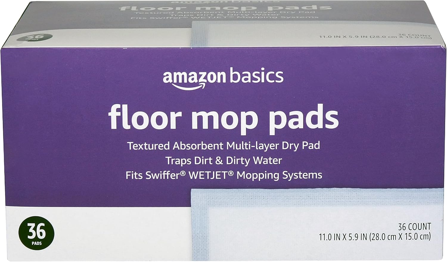 Amazon Basics Multi-Layer Dry Floor Mop Pads, 36 Count, Pack of 1