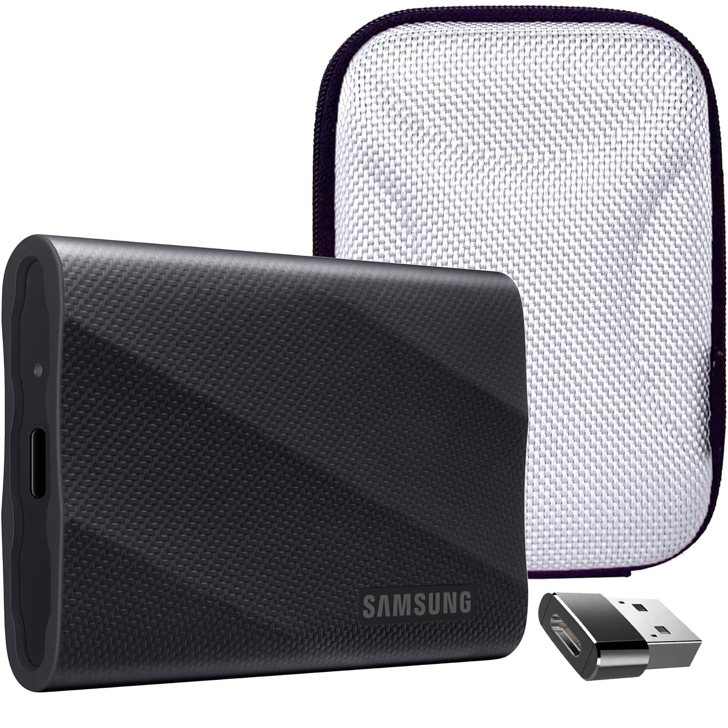 SAMSUNG MU-PG4T0B/AM T9 4TB Portable SSD, USB 3.2 Gen 2×2 2,000 MB/s speed, Black Bundle with Hard Shell Case & Converter Adapter Type C Adapter, Type-C USB C Female To USB2.0 USB 2.0 A Male