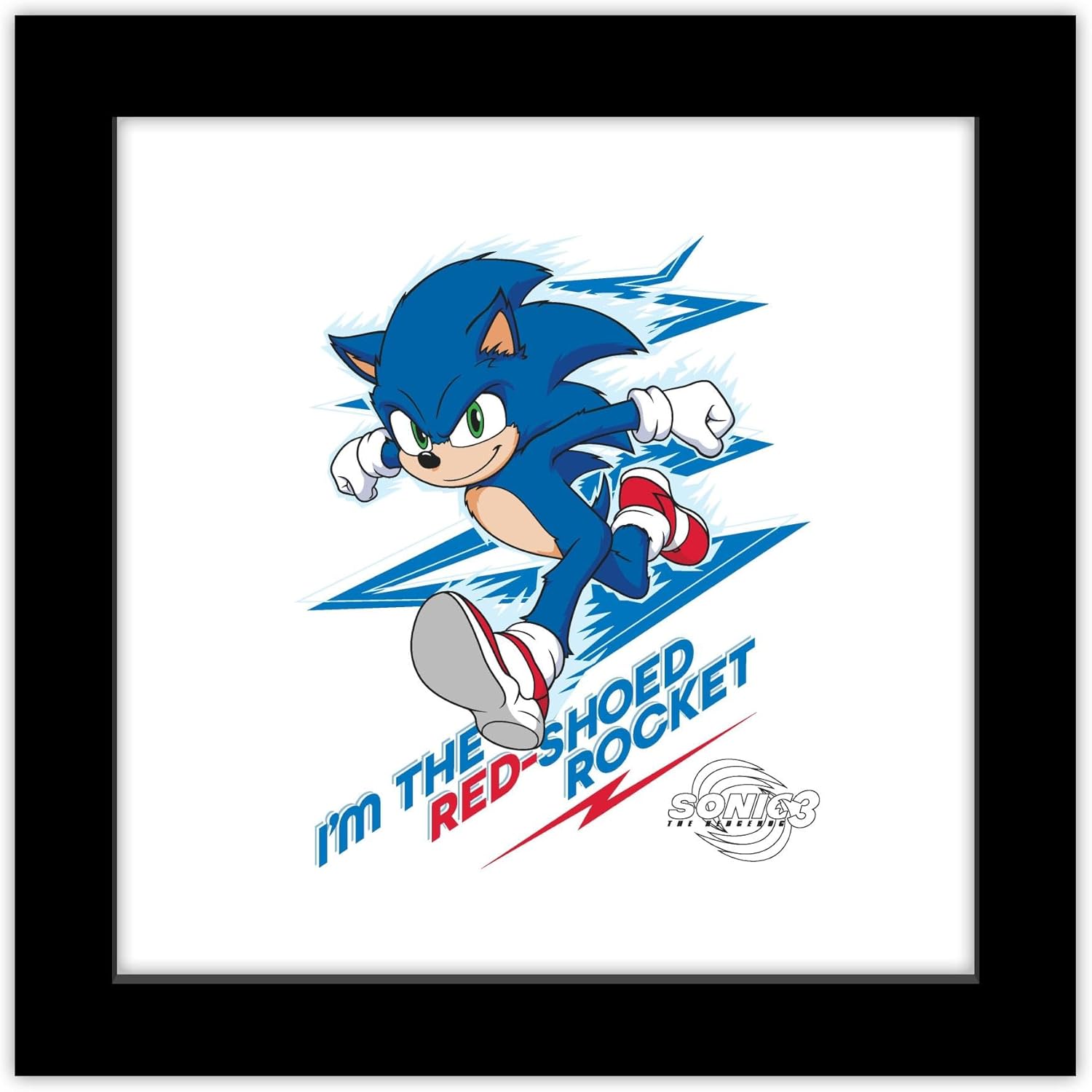 Trends International Gallery Pops Sonic the Hedgehog 3 – Sonic the Red-Shoed Rocket Wall Art, 12″ x 12″ Gallery Pops Wall Art, Black Framed Version