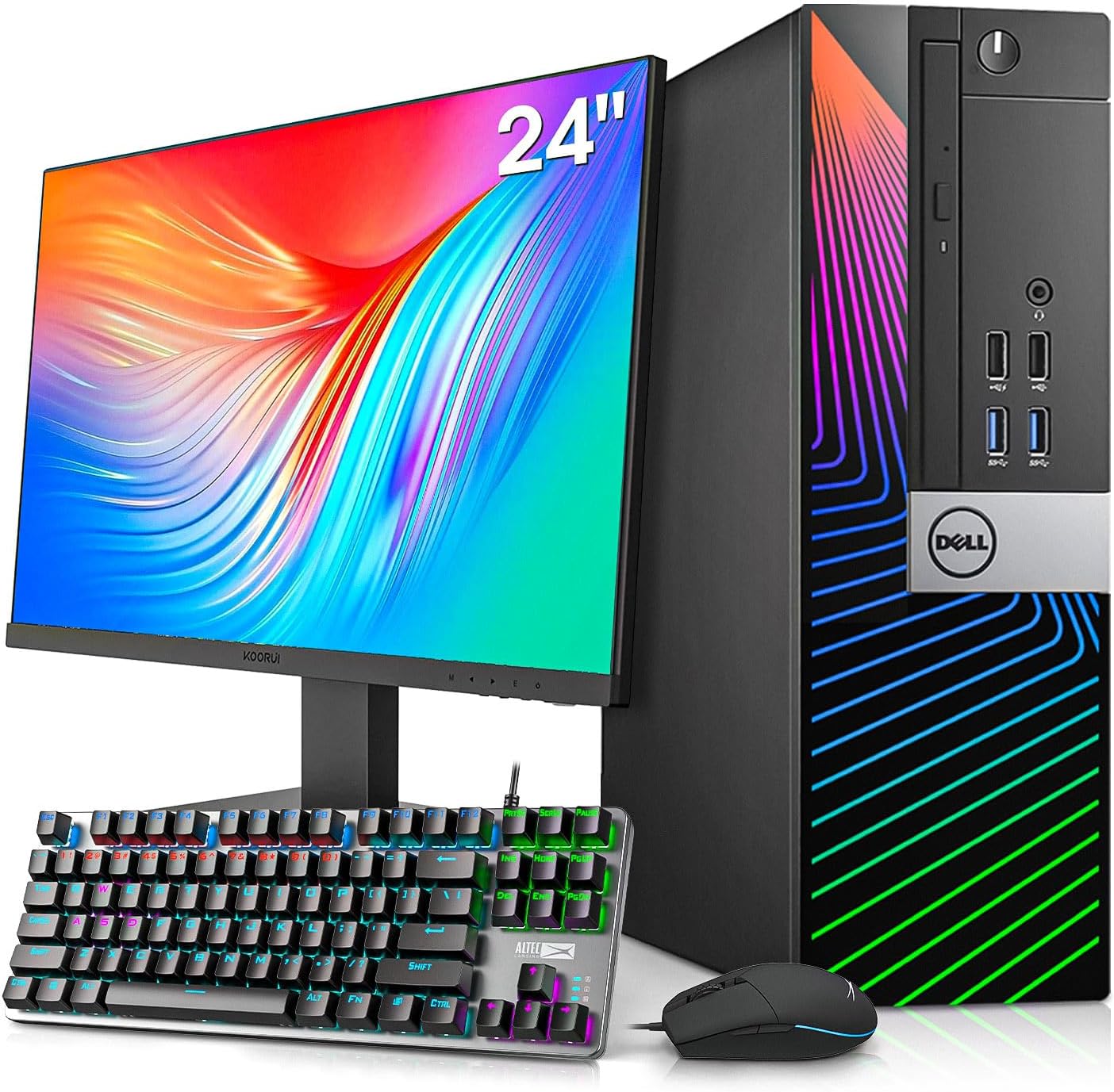 Dell Gaming PC and Monitor Bundle,Desktop Computers,Intel i7-6700 3.4GHz,16GB Ram 512GB SSD, NVIDIA GeForce GT 1030 2GB DDR5, New 24 Inch Monitor, Built-in WiFi Bluetooth, Windows 10 Pro (Renewed)