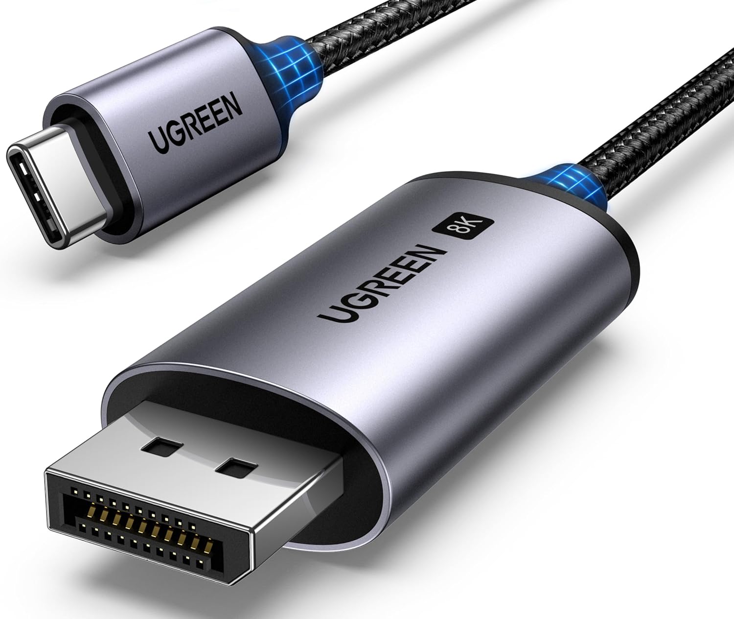 UGREEN USB C to DisplayPort 1.4 Cable 8K@60Hz 4K@240Hz Unidirectional Thunderbolt 4/3 to DisplayPort Cord USB C to DP 32.4Gbps Compatible iPhone 16, MacBook Pro/Air, iPad, Mac Mini, Galaxy, XPS, 6.6FT