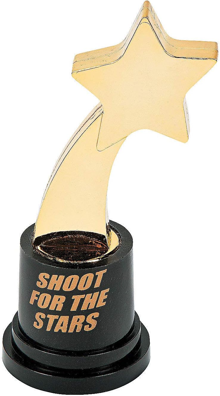 Fun Express – Shooting Star Trophy – Stationery – Awards – Trophies & Awards -Talent Show/Party Favor, Appreciate Gifts for Coworkers Teacher – 12 Pieces