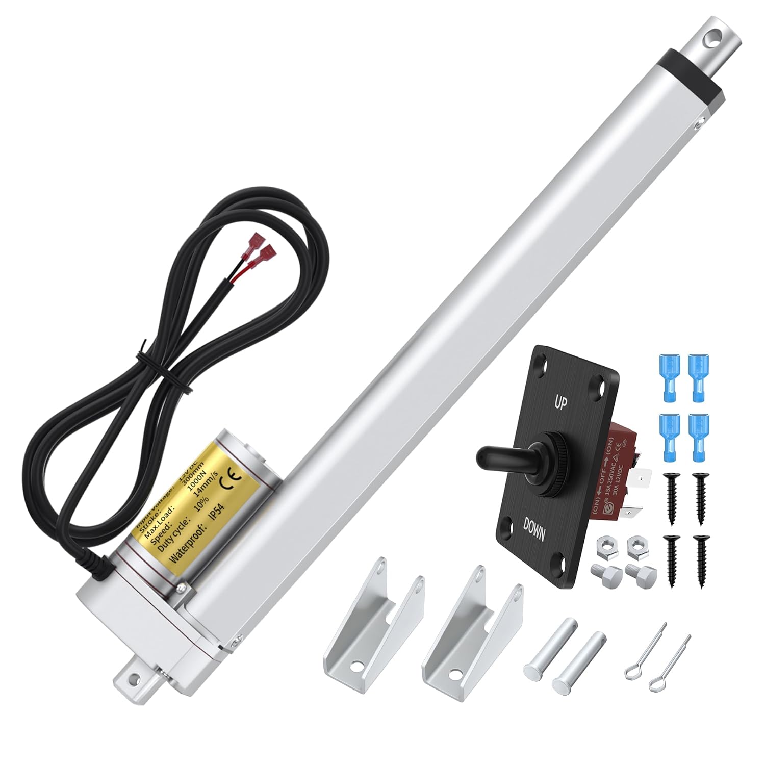 Linear Motion Actuator Fast Speed 14 mm/s 1000N with Controller 300MM Stroke Waterproof Electric Acuator 12V Heavy Duty for Electric Sofa Car Door