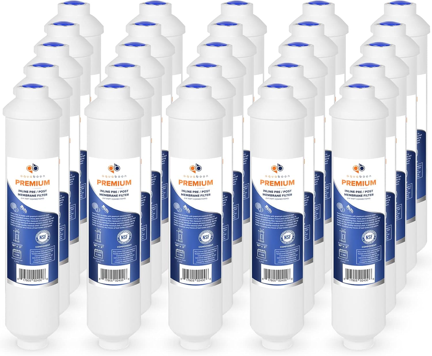 25-PACK Of Premium Inline Post/Carbon Polishing Water Filter Catridge for Reverse Osmosis System Standard Size