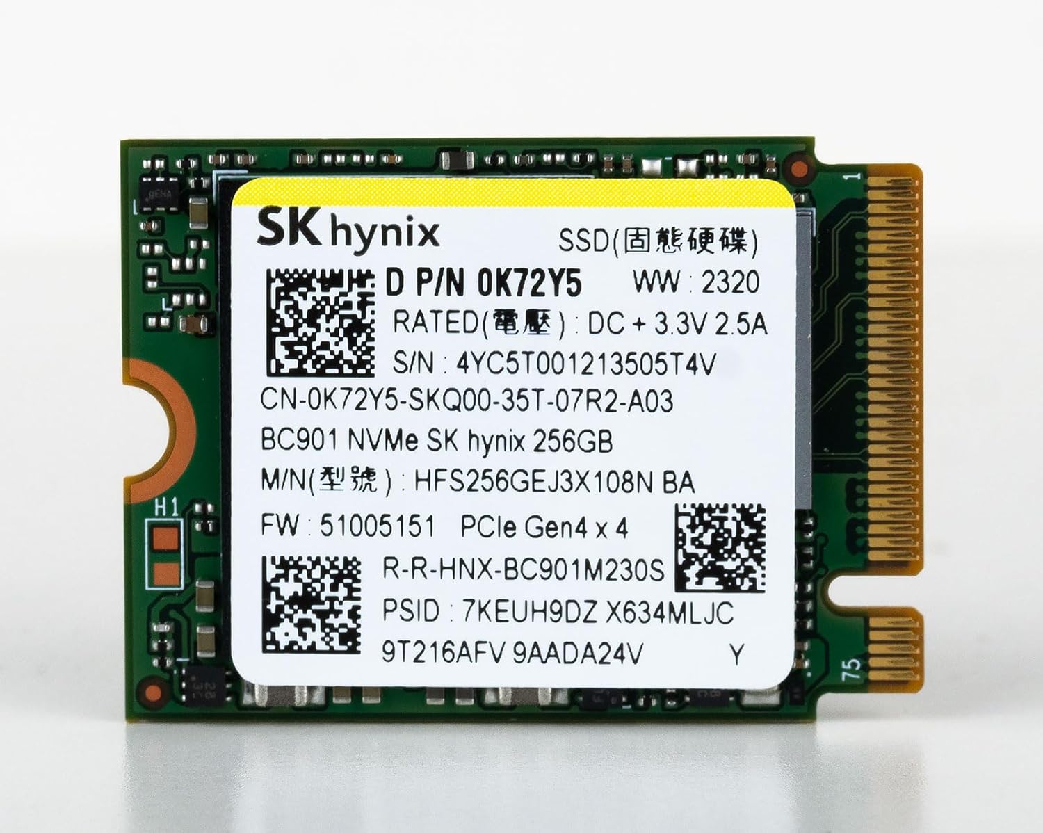 CUK Hynix BC511 (HFS256GEJ3X108N) 256GB Gen4 M.2 2230 PCIe NVMe Internal Solid State Drive (SSD) Bulk OEM Tray