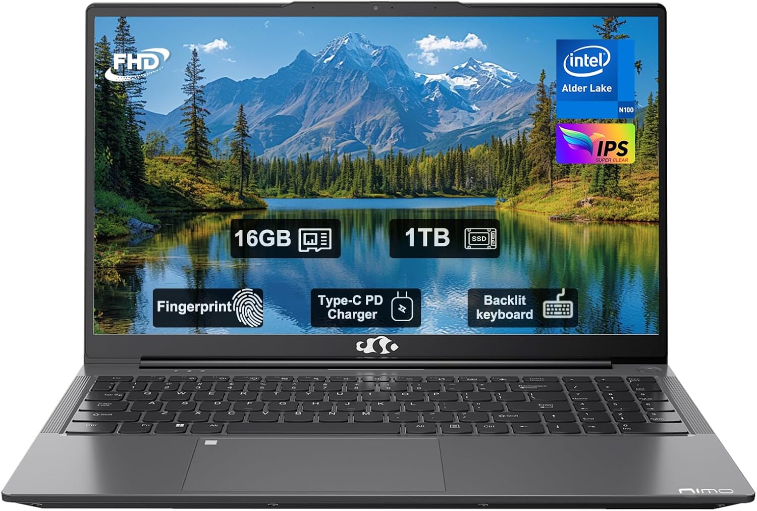 15.6” Laptop, FHD IPS 1920*1080 Display, 16GB RAM 1TB SSD, Intel Pentium Quad-Core N100(Beat to i3 1115G4, Up to 3.4GHz), 90 Days Return, 2 Years Warranty, Fingerprint, Backlit Keyboard, Wi-Fi 6