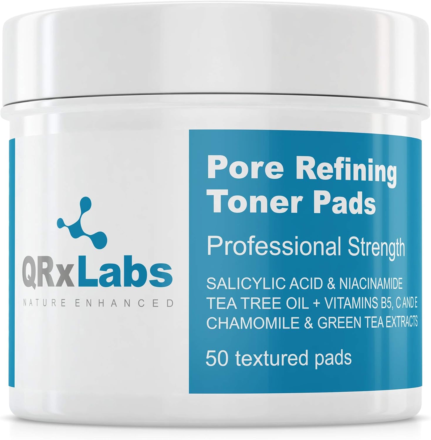 Pore Refining Toner Pads with Salicylic Acid and Niacinamide in a Witch Hazel Solution – with Vitamins B5, C & E, Chamomile & Green Tea – Helps Reducing & Perfecting The Loook of Enlarged Pores