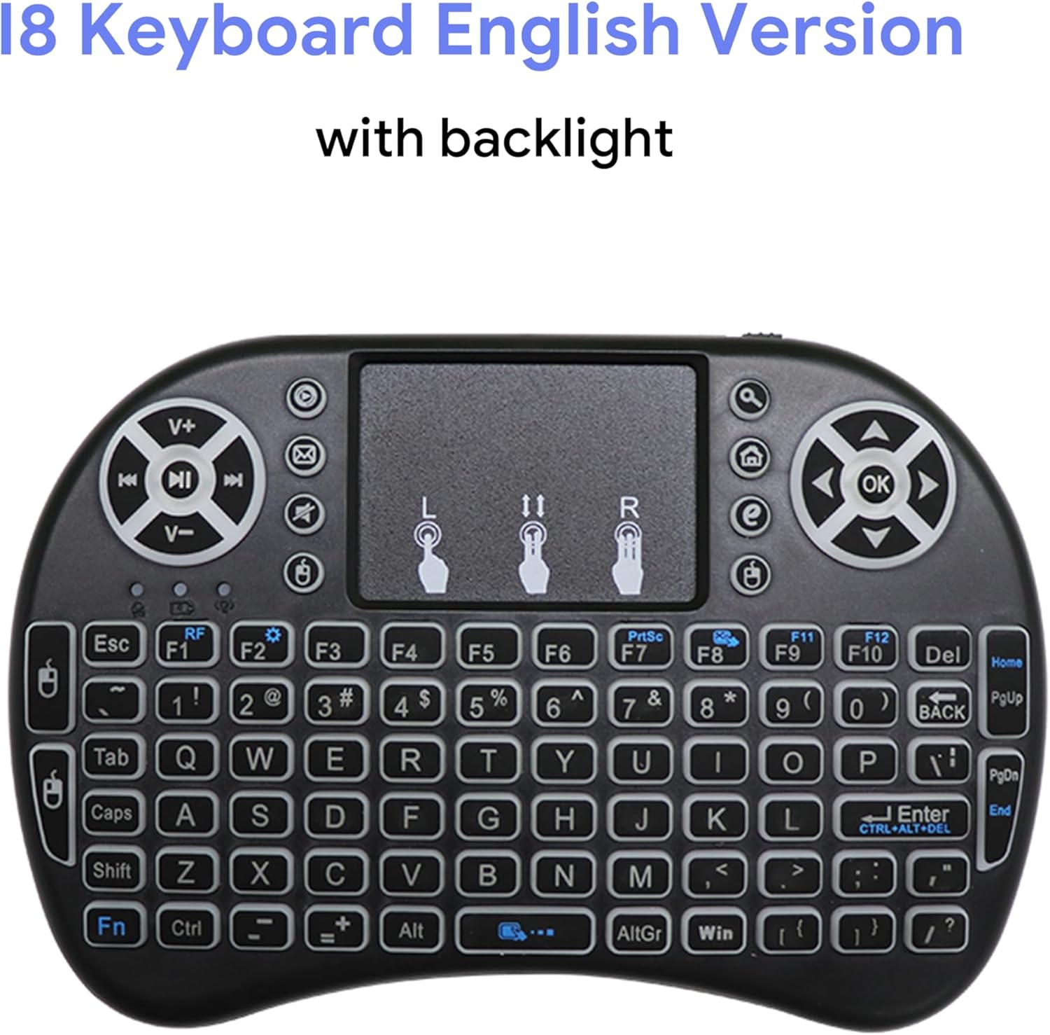 Multitools Accessories I8 Russian English Portuguese Spainish Arabic Backlit Wireless Mini Keyboard Air Mouse Remote Control with Touchpad For TV Box – (Color: English)