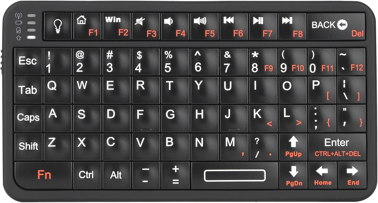 Rii Mini Bluetooth Keyboard,Portable Wireless Keyboard with Backlit,Rechargeable Mini Keyboard for Smart TV/Android TV Box/Smartphone/HTPC/IPTV, Black(Upgrade-TypeC)
