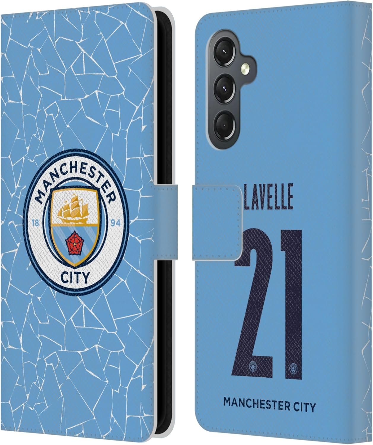 Head Case Designs Officially Licensed Manchester City Man City FC Rose Lavelle 2020/21 Women’s Home Kit Group 2 Leather Book Wallet Case Cover Compatible with Samsung Galaxy A25 5G