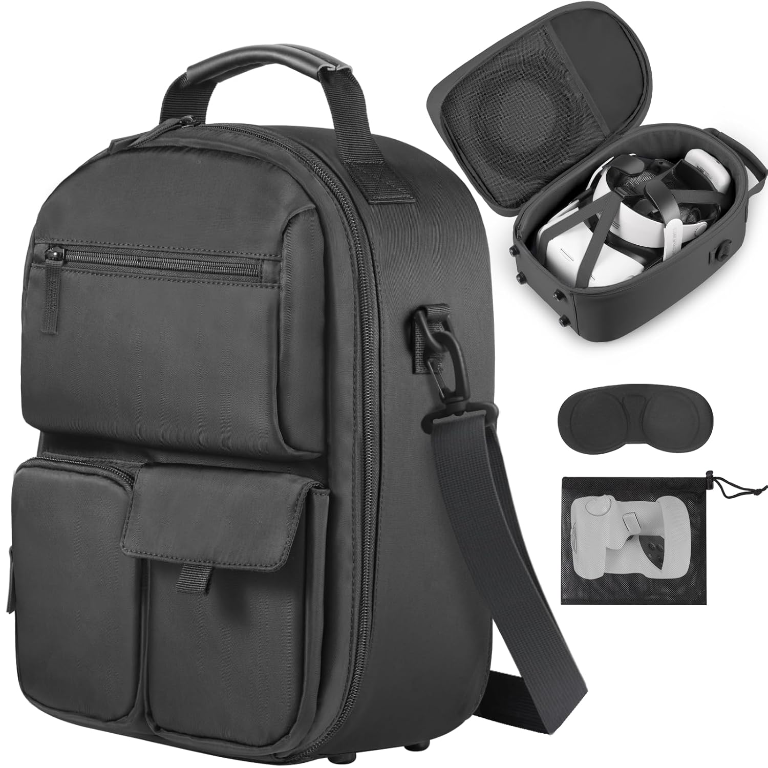 FOREGOER Carrying Case for Meta Quest 3/Quest 3S/Oculus Quest 2, Hard Travel Storage Case Compatible with Oculus Quest 2 Headset, Quest Pro, Touch Controllers Accessories, VR All-in-One Gaming Headset