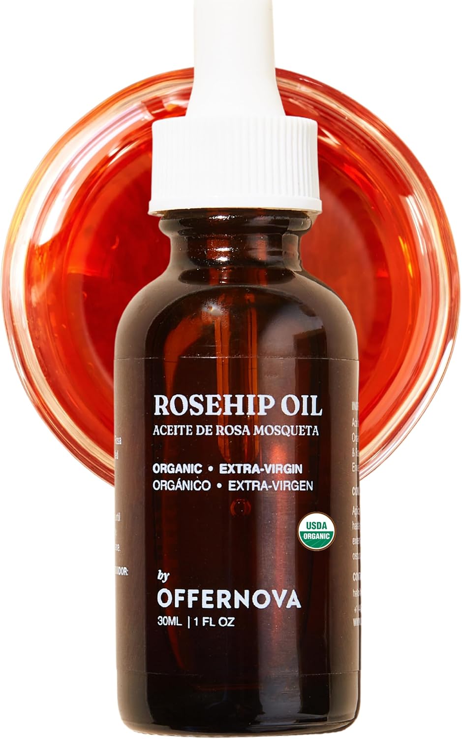 Organic Rosa de Mosqueta Oil- USDA Certified Rosehip Seed Oil Pure Cold Pressed, Repairs & Brightens Skin – Gua Sha Massage, Face, for All Skin Types – Aceite Facial 1OZ