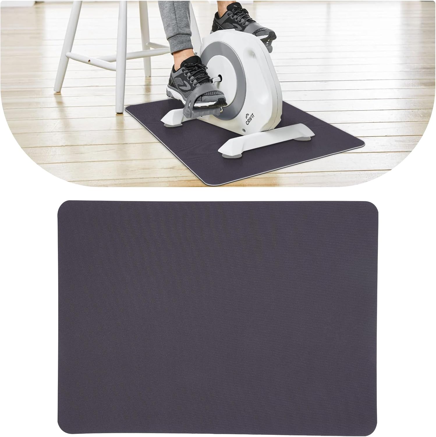 Non-Slip Workout Mat for Under Desk Ellipticals, Suitable for Motorized Seated Foot Pedal Exerciser, Exercise Mat Enhance Stability & Protect Wooden Floor (Black, 23.6″ L x 17″ W, Thickness 0.12″)