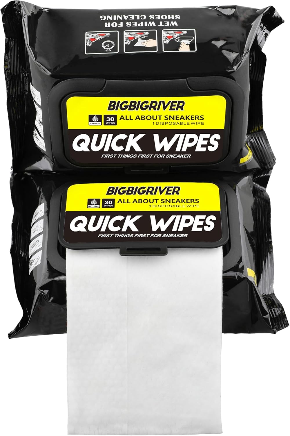 Shoe wipes 2 Pack 60 Pcs Sneaker Wipes Cleaner Quick Wipes Travel Portable Removes Dirt, Stains