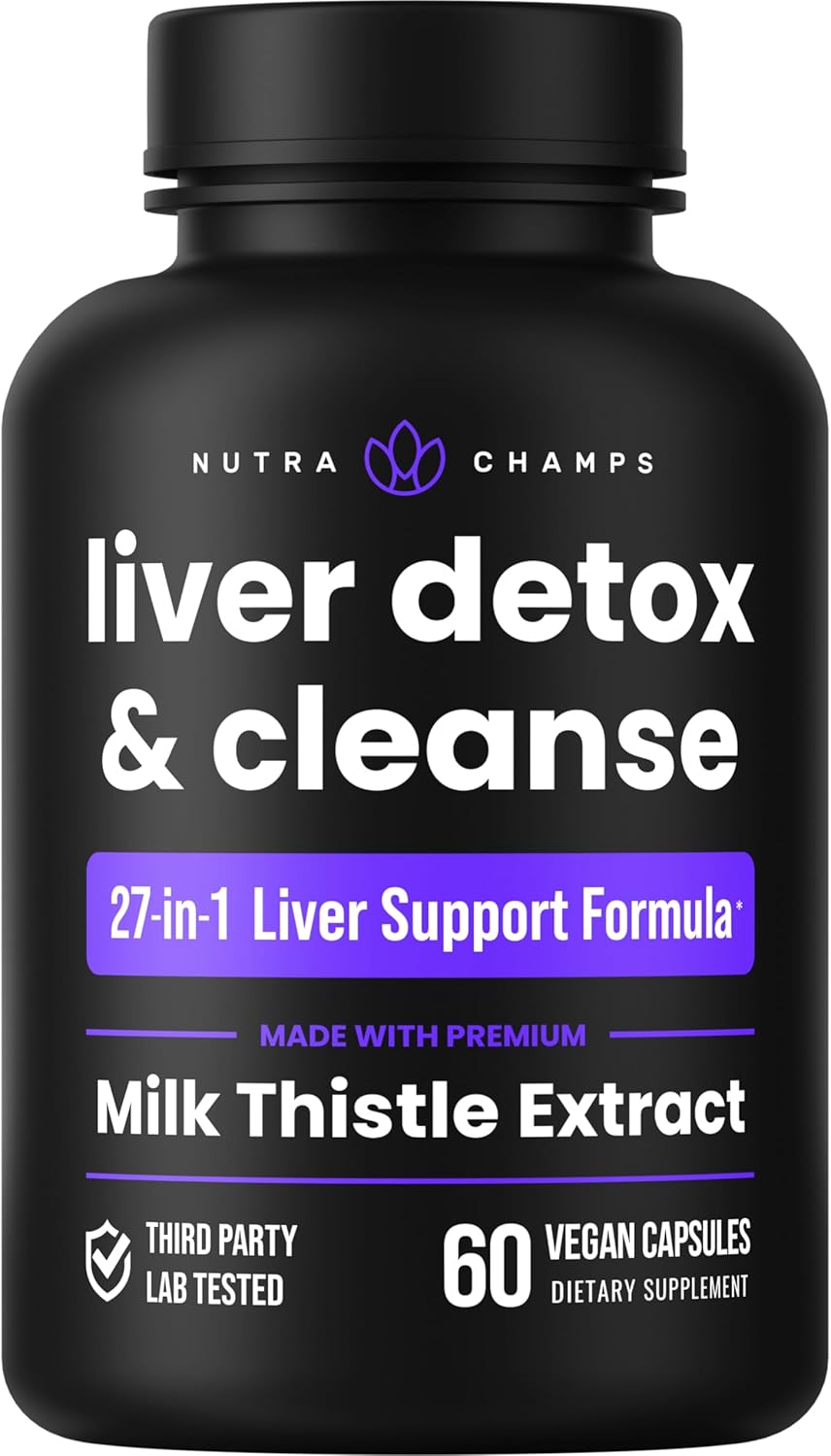 Liver Cleanse Detox & Repair Formula | 20+ Herbs: Milk Thistle Extract with Silymarin, Artichoke, Dandelion, Chicory Root Powder & More! | Premium Liver Support Pills Supplement, 60 Capsules