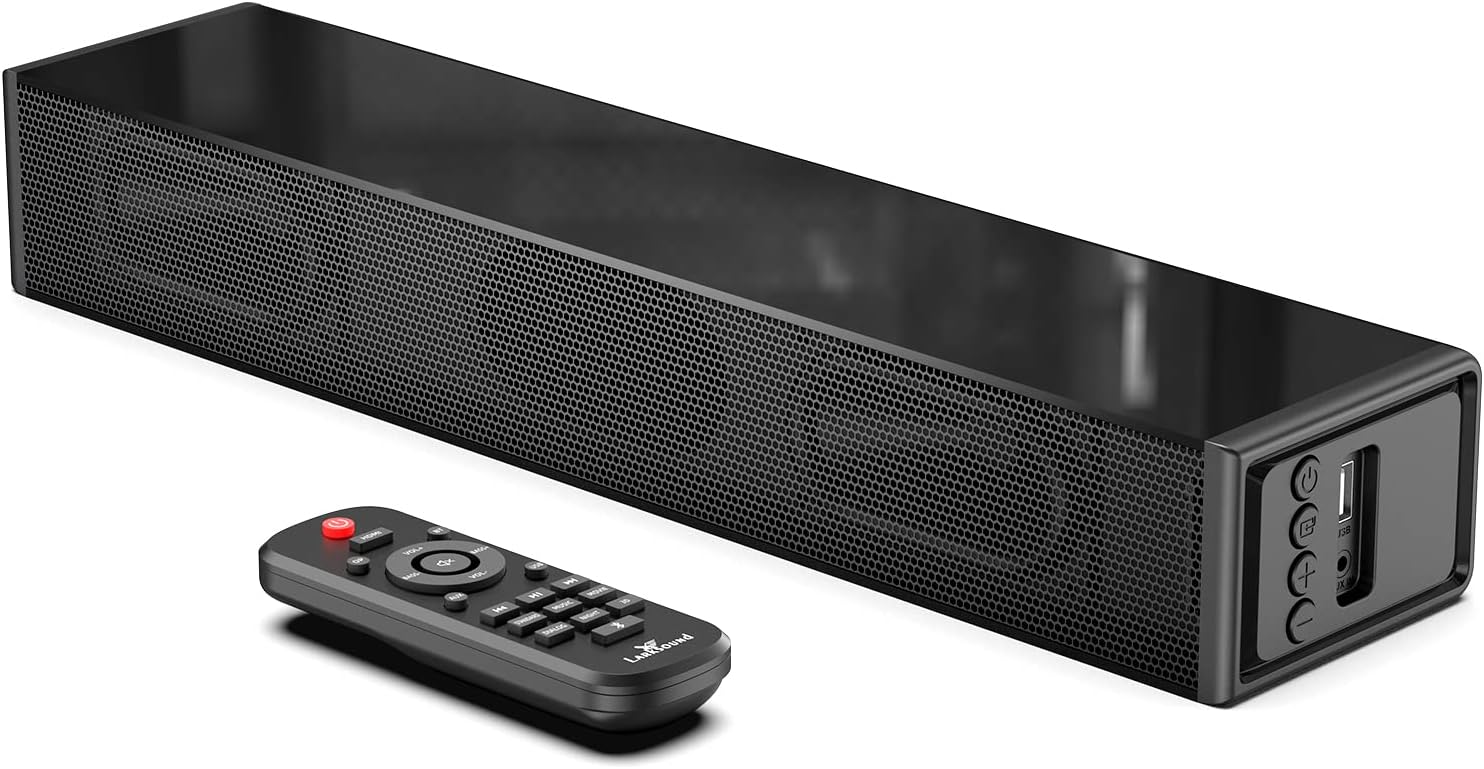 Small Sound Bar for TV, PC, Gaming, Surround Sound System, Mini TV Speaker Soundbar with Bluetooth/HDMI ARC/Optical/AUX/USB Connections