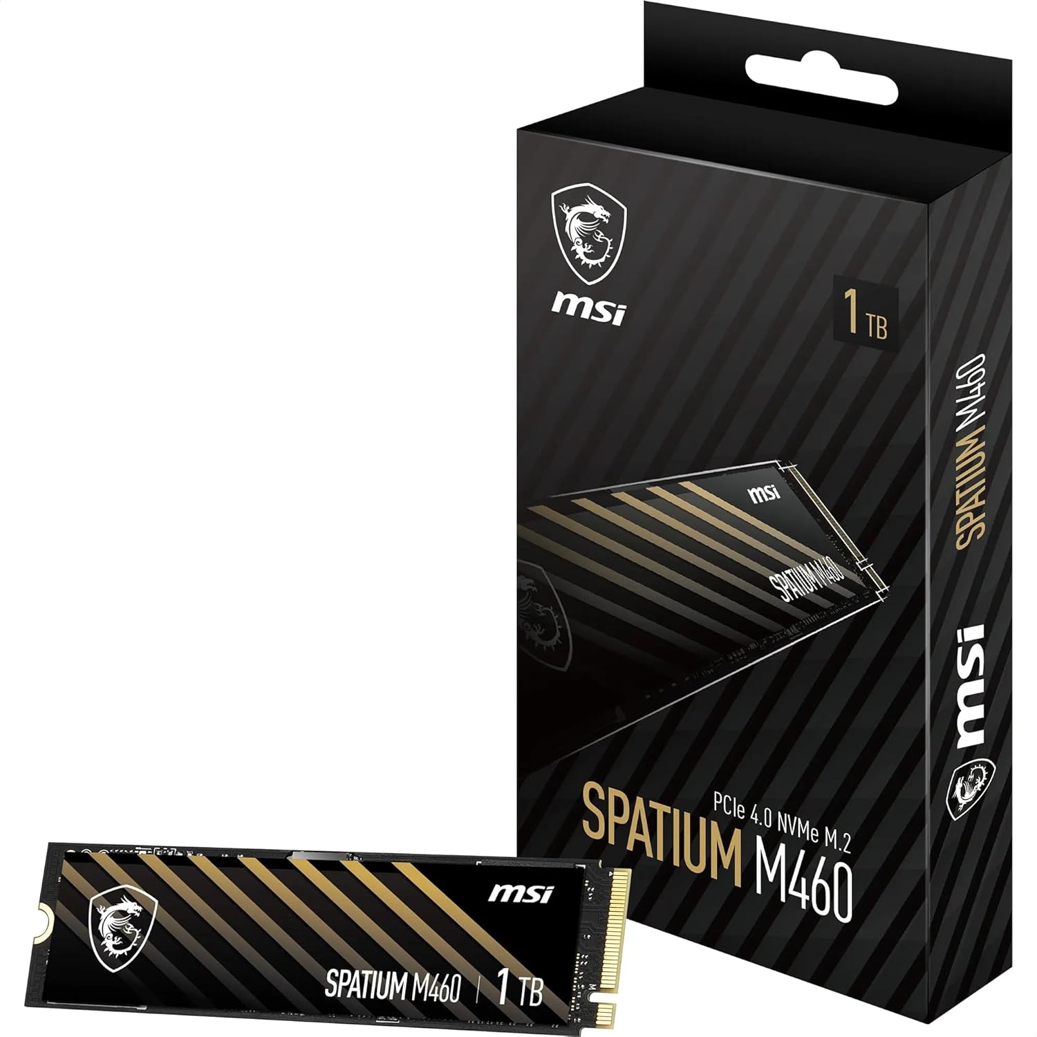 MSI SPATIUM M460 PCIe 4.0 NVMe M.2 1TB – Internal Solid State Hard Drive, 5000 MB/s Read and 4500 MB/s Write, 3D NAND, Integrated Data Security, Center, 600 TBW