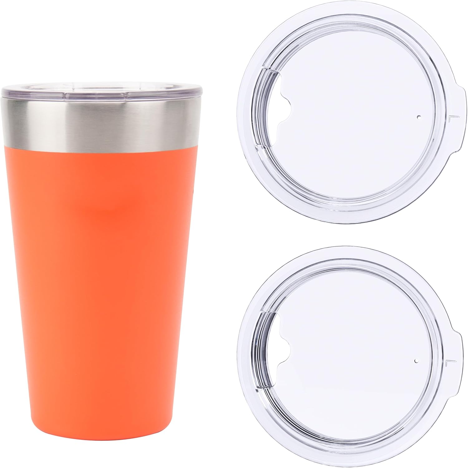 2PCs Cup Lids Compatible with Stanley 16oz Vacuum Insulated Pint Tumbler, Clear Replacement Cup Lids with Sealing Silicone Ring, Drinking Glasses Lid, Cup Covers, BPA-Free (Cups NOT Included)