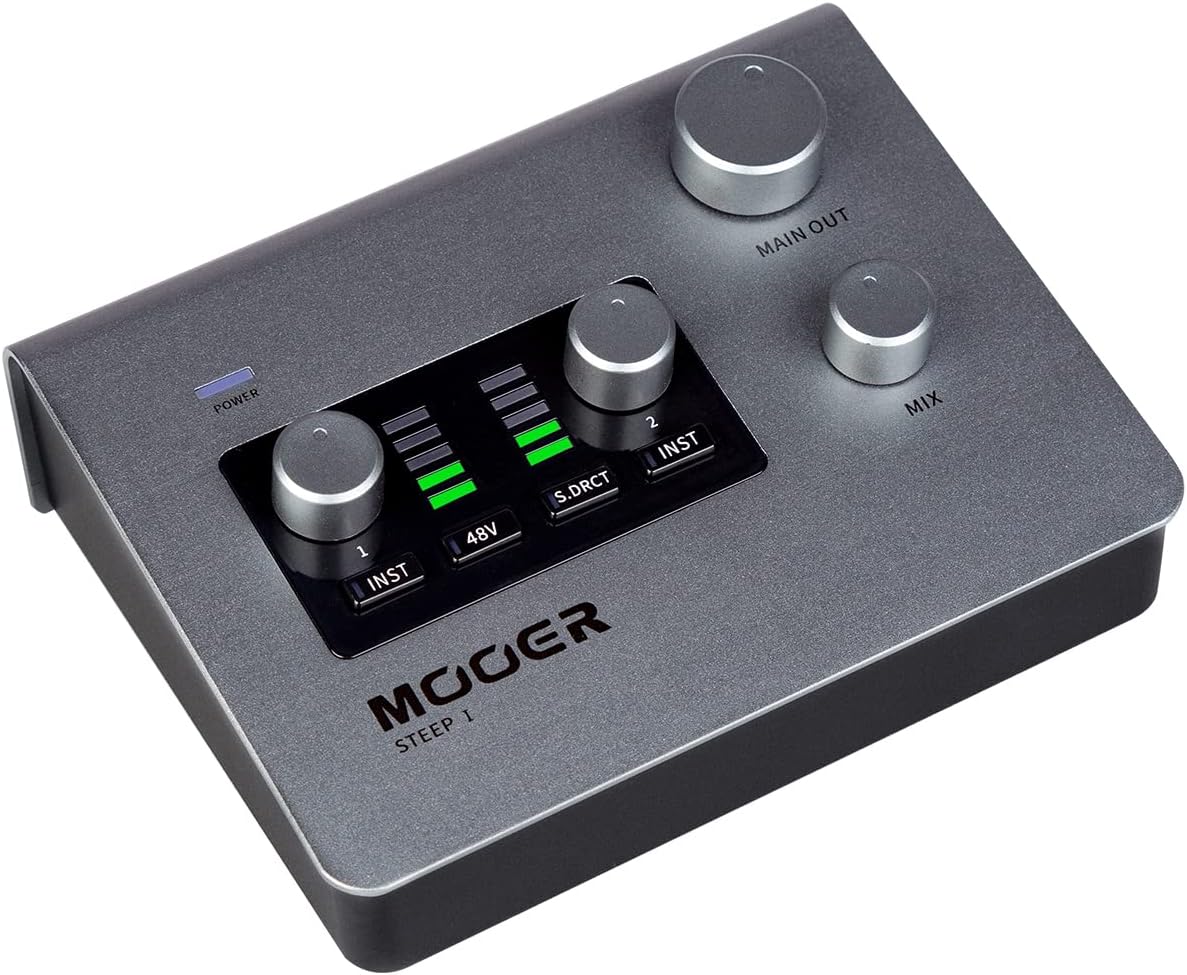 MOOER SteepⅠ Audio Interface for Professional Recording, Stero Soud With 24bit/192 Khz Audio Ports and 2x Tpye-C 2x 1/4″ Trs Mono Jacks, Microphone/Headphones