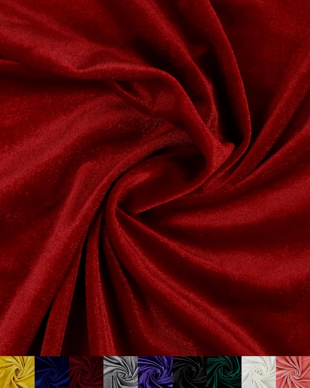 HOTGODEN Stretch Velvet Fabric by The Yard: Red 63″ Wide 5 Yards 95% Polyester 5% Spandex Velvet Fabric for DIY Sewing, Upholstery, Apparel, Costume, Craft