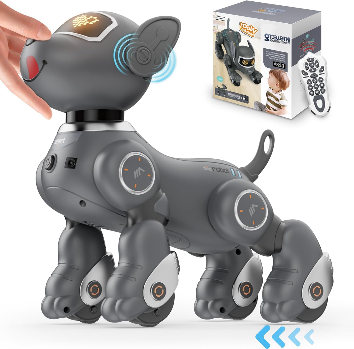 VATOS Robot Dog Toy for Kids, Voice & 2.4GHz Remote Control Robot Pet with Interactive Touch Sensors, Over 20+ Responses, Program Mode, Robotic Puppy Toy for Kids Boys & Girls