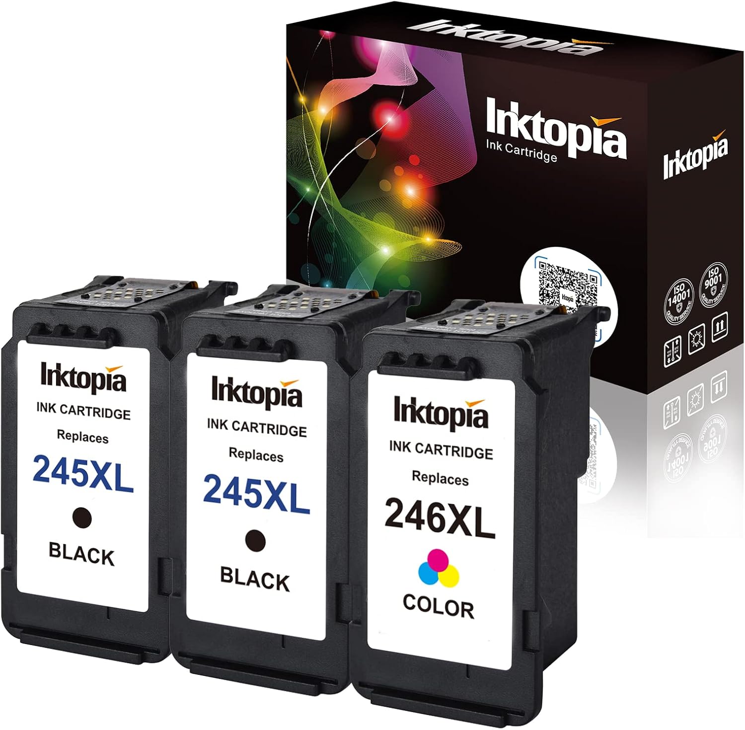 Inktopia Compatible Ink Cartridge Replacement for Canon PG 245XL 246XL (2 Black 1 Tri-Color) 245 XL Used in PIXMA iP2820 MG2420 MG2520 MG2920 MG2922 MG2924 MX492 MX490 Printer