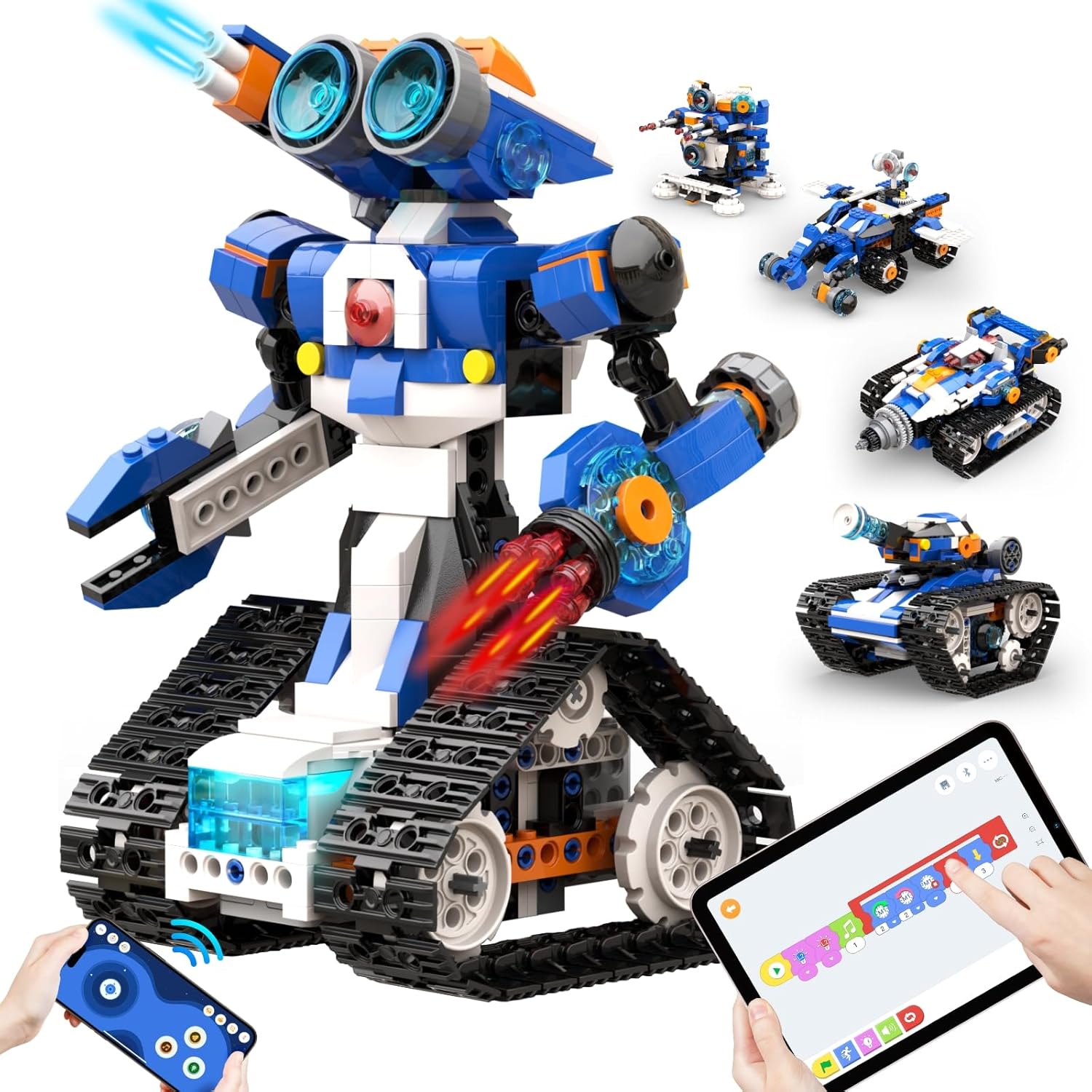 Robot J Creative Robot Building Kit, 6-in-1 Programmable App Remote Control Robot/Tank STEM Learning Toy, Educational Coding Gifts for 7-8 8-12 Years Old Kids Boys and Girls